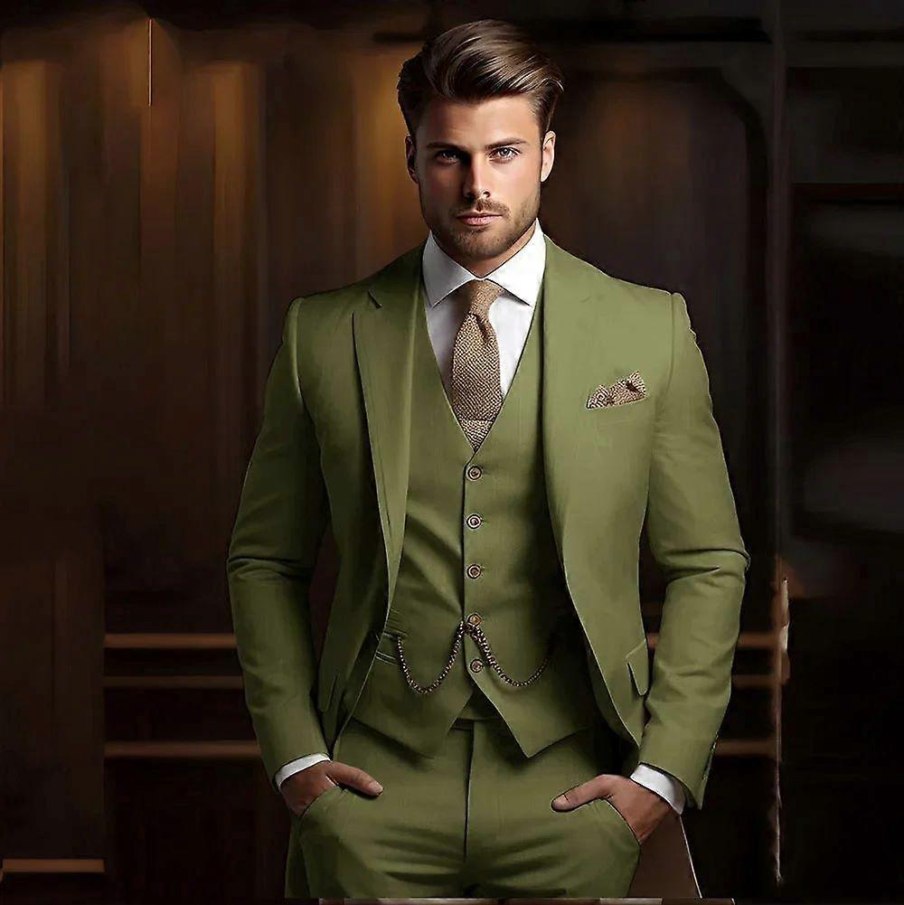 Wangyue 3 pezzi Abiti da uomo Slim Fit Doppio petto Italia