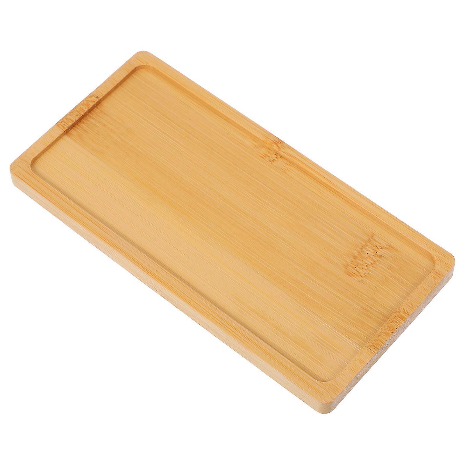 Bamboo Plant Drip Tray with Drainage Holes for Storage Beige Rectangular Garden Planter Trays 11.8 x 7.9 inches