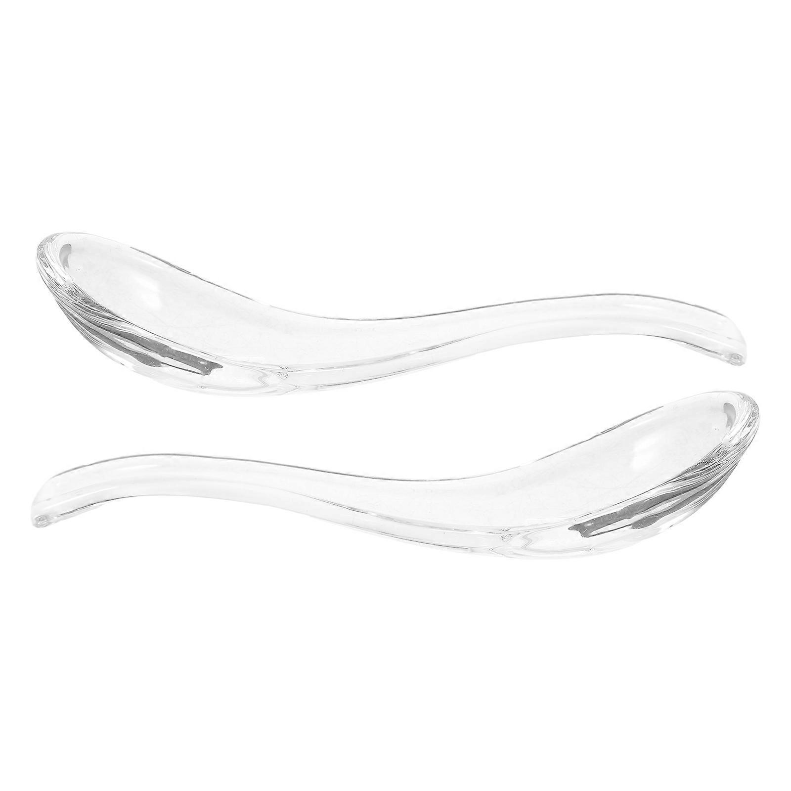 Transparent Glass Spoons Set of 2 Ergonomic Non Slip Handles for Soup, Dessert & Rice Multi Use Glassware for Home and Restaurant Dining
