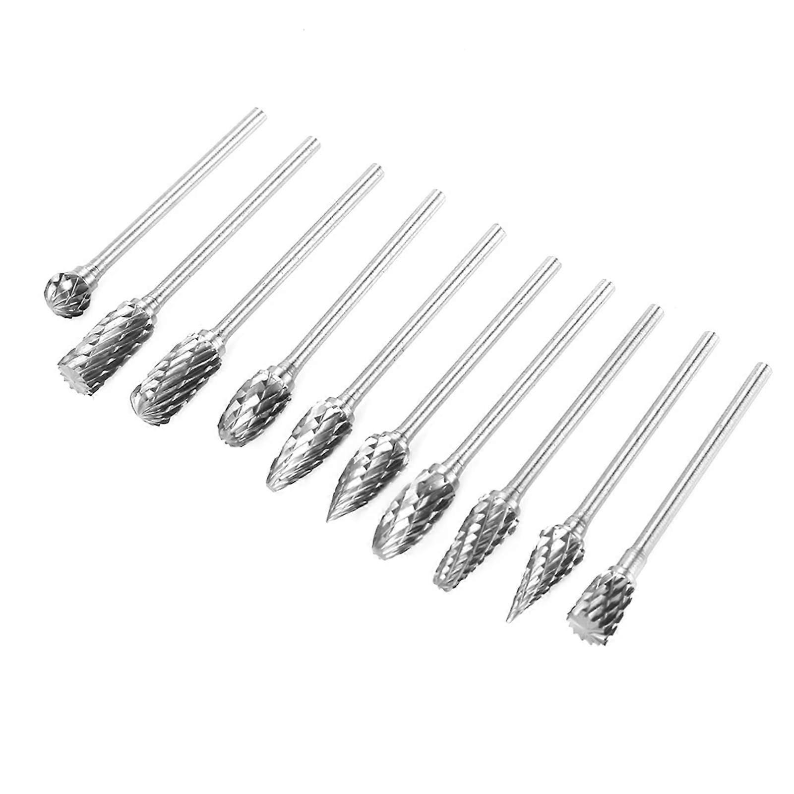 Wolfram Carbide Steel Burrs Set for Metalworking, Various Shapes and Sizes, Compatible with Standard Rotary Tools