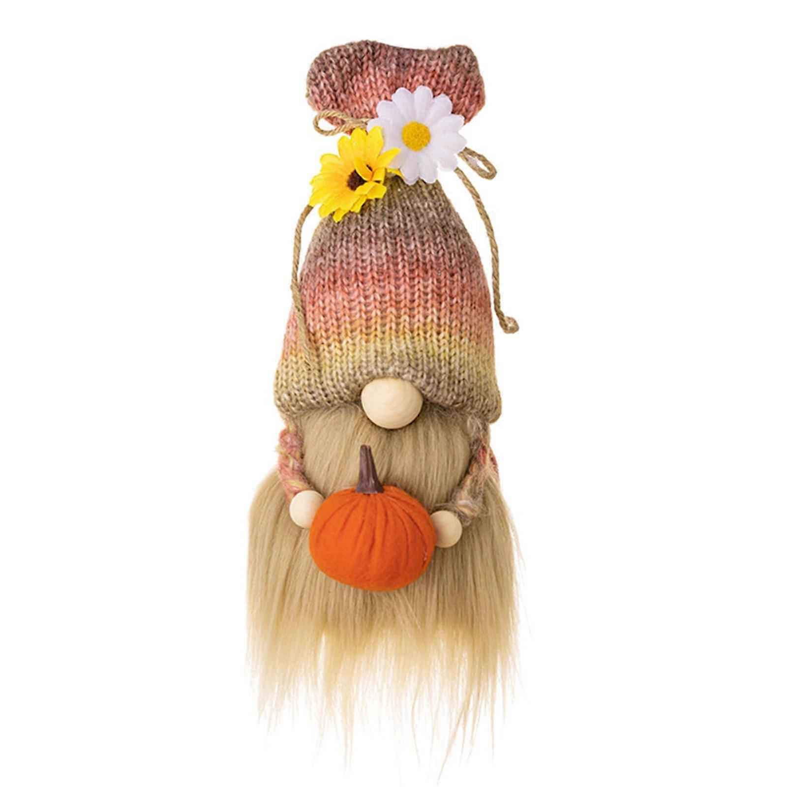 Autumn Gnomes Handcrafted Plush Swedish Inspired Dwarf Ornaments With Pumpkin Flower Decorations