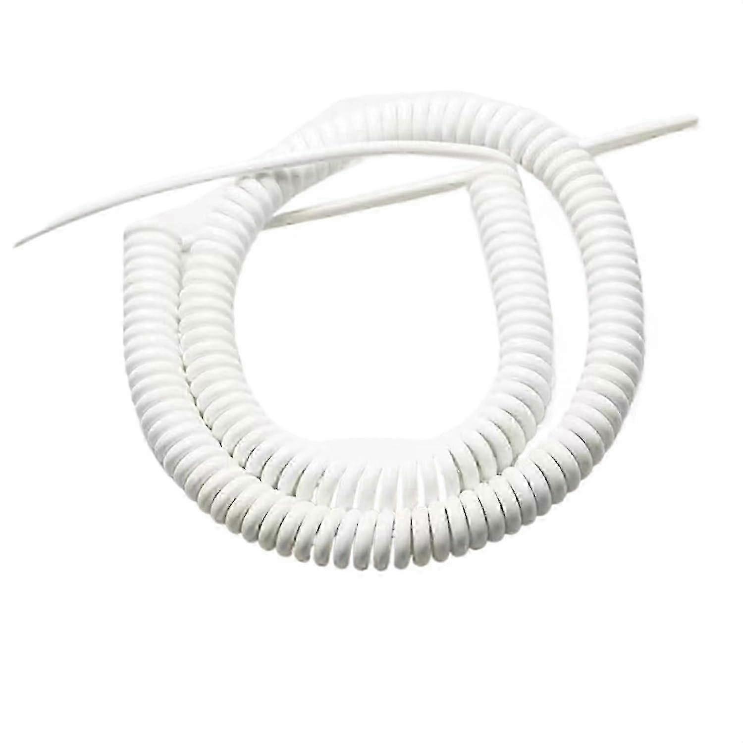 Expandable 3-Core Coiled Cable, 15AWG 5M Spring Extension Wire, White Flexible Power Cord for General Use