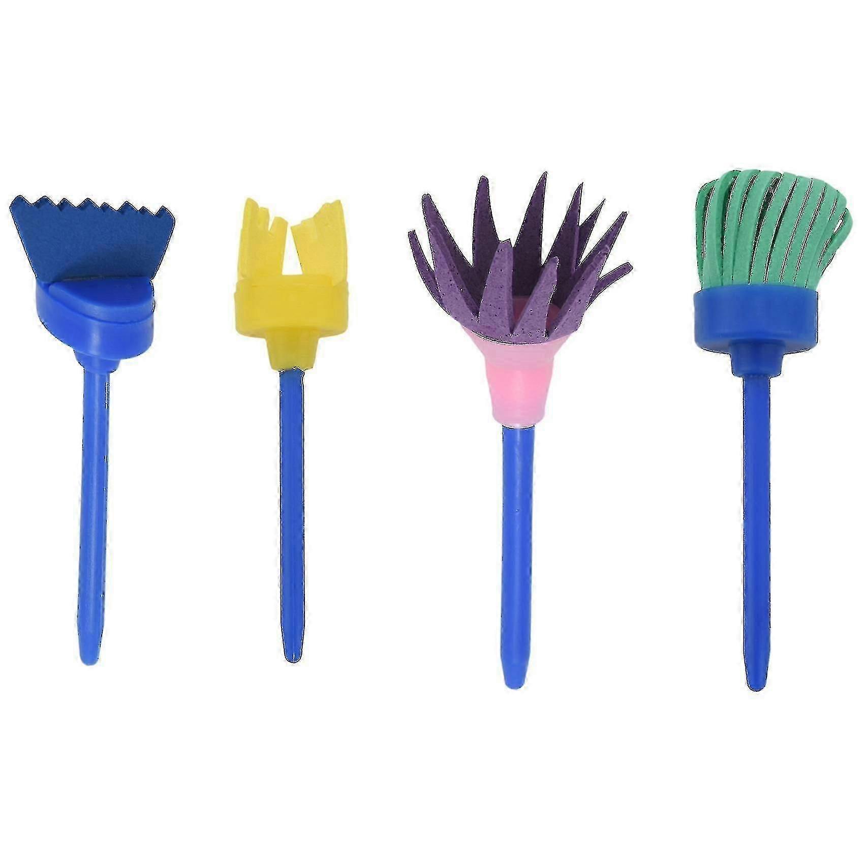 Sponge Paint Brushes For Kids, 4 Pack Early Learning Painting Tools