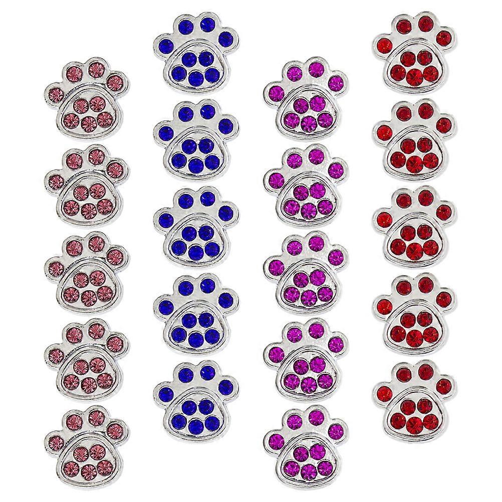 Dog Paws Pendant For Diy Puppy Decorative Pendant Light Blue Rhinestone For Parties 20Pack