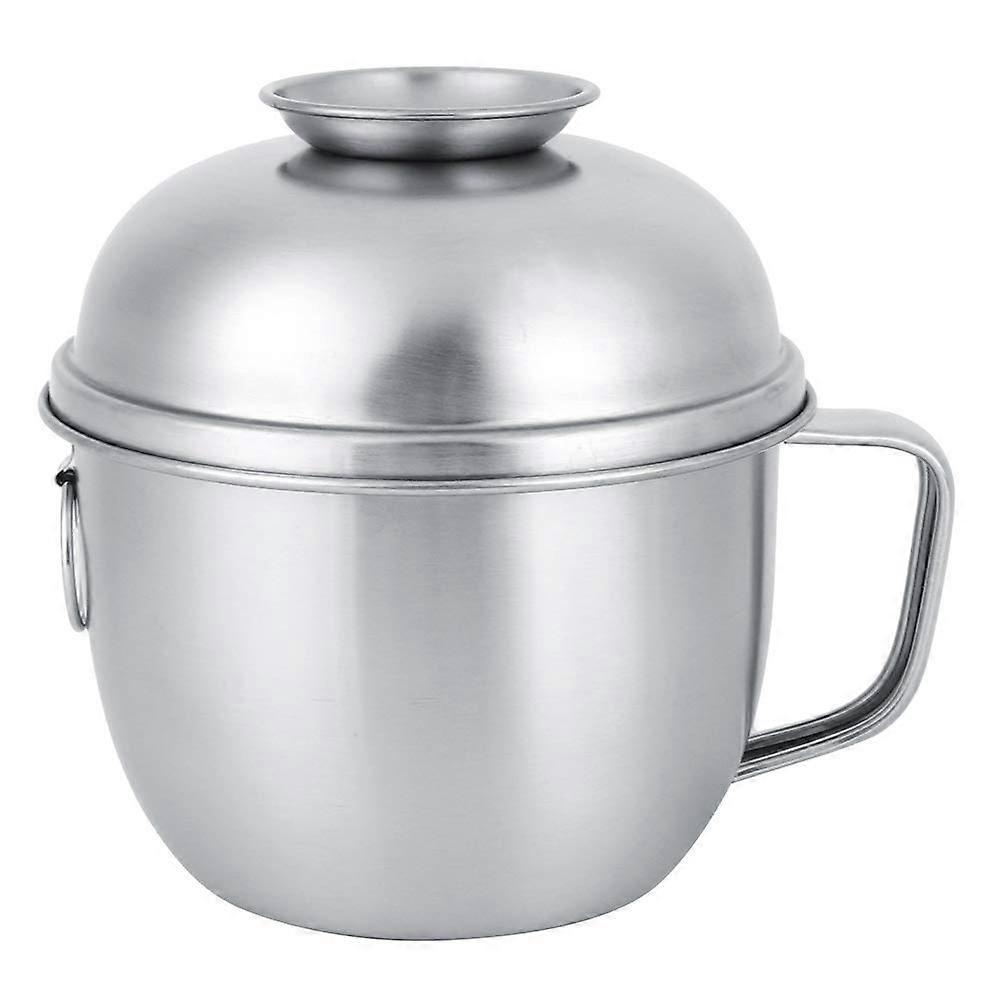 Stainless Steel Noodle Soup Bowl with Handle for Daily Meals, Camping, Travel, Round Design, Durable and Lightweight