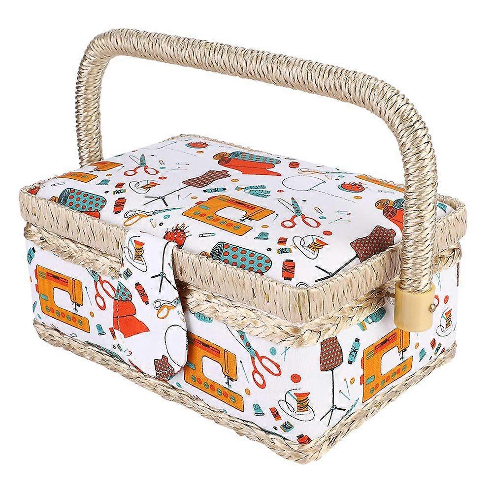 Sewing Box Storage Box Craft Needles Thread Storage Container Desk Organiser for Daily Use, Fabric Sewing Receipt Basket