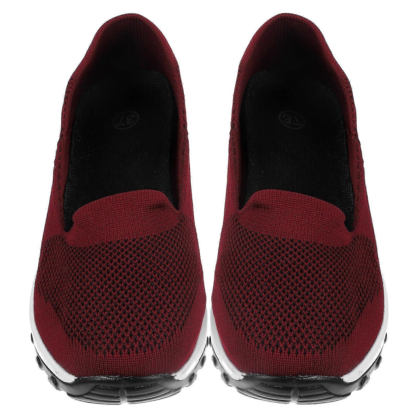 נעלי ספורט לנשים נושם נשים פה ארבע עונות השתמש באדום כהה נגד החלקה ללבוש מזדמן זוג 1