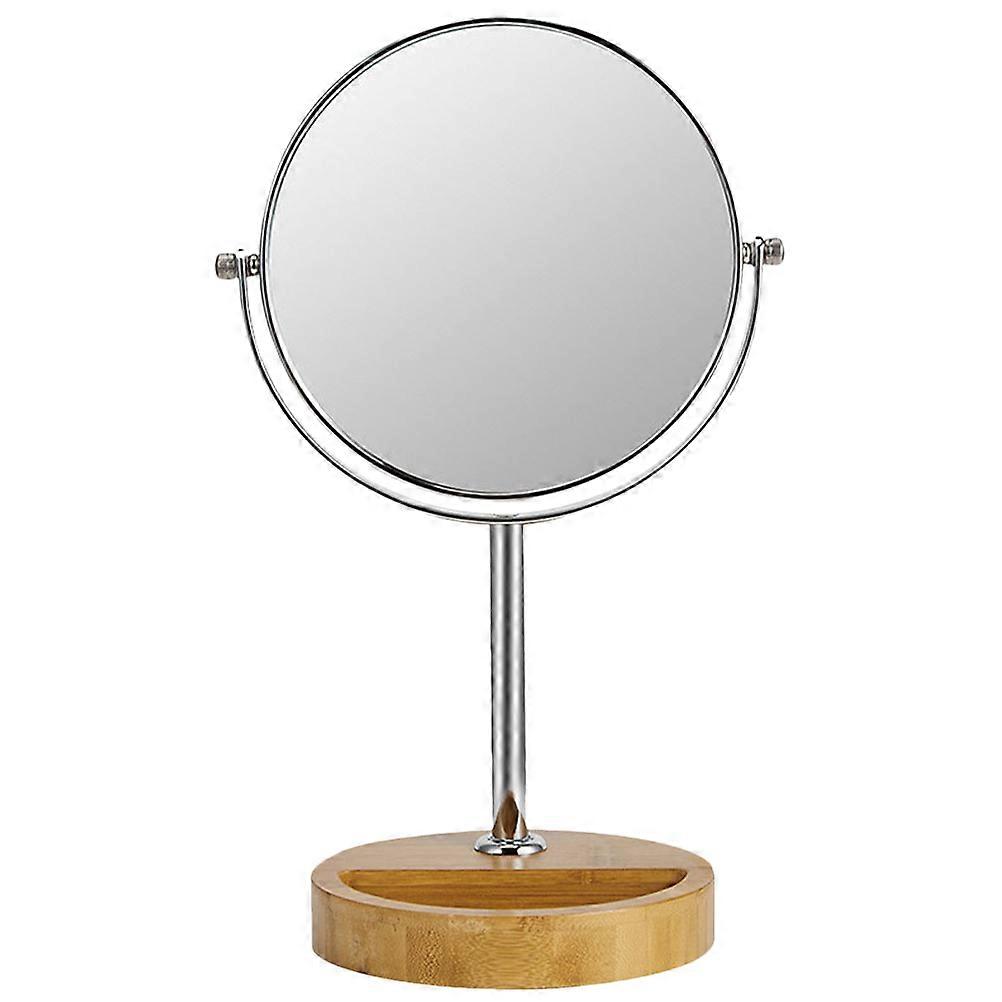 Here's a polished product description for your **Double Sided Tabletop Makeup Mirror with Bamboo Wood Base**:
**Double Sided Tabletop Makeup