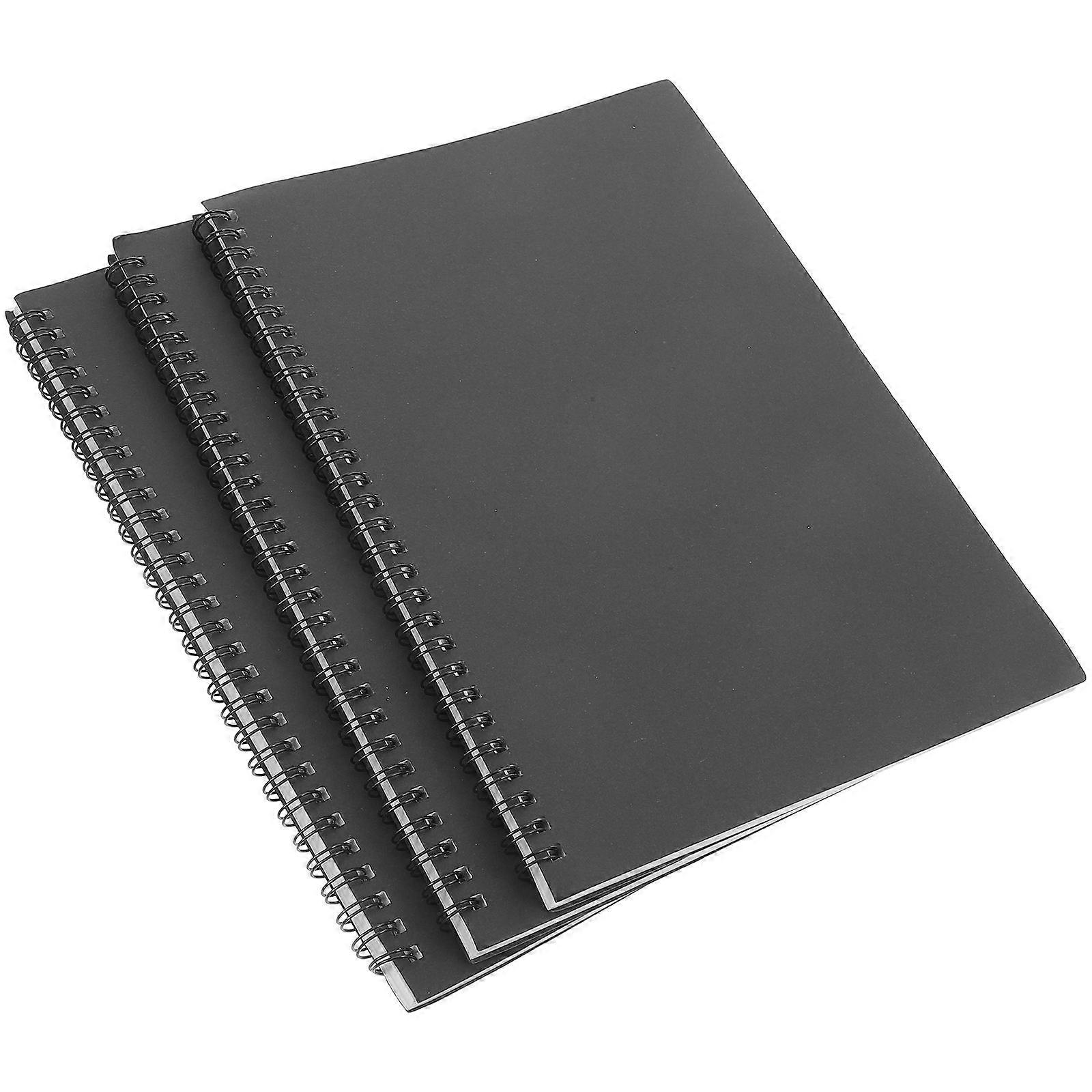 Spiral Notebook Black for Study Memo Note 3Pcs Practical Design