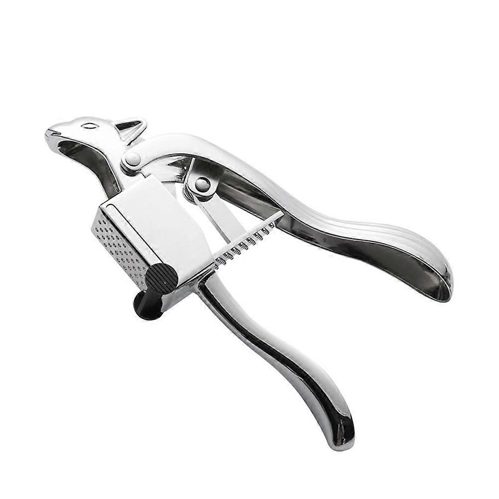 Creative Style Garlic Presser Squirrel Type Mashed Garlic Tool Silver Color Multi-Functional Manual Garlic Press 1Pc