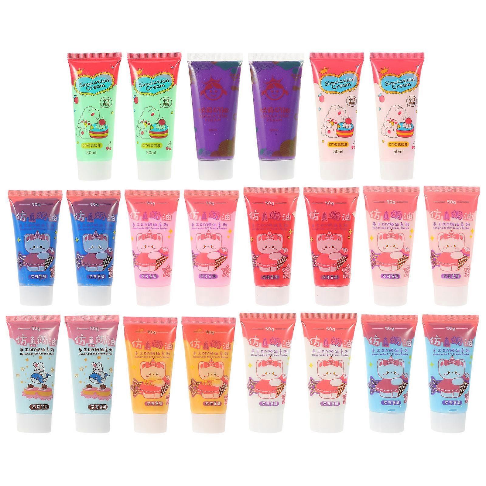 Simulation Cream Glue Set Kawaii 3D Pattern Making Diy Cream Glue for Phone Cases Multi Color 50ml 22Pcs