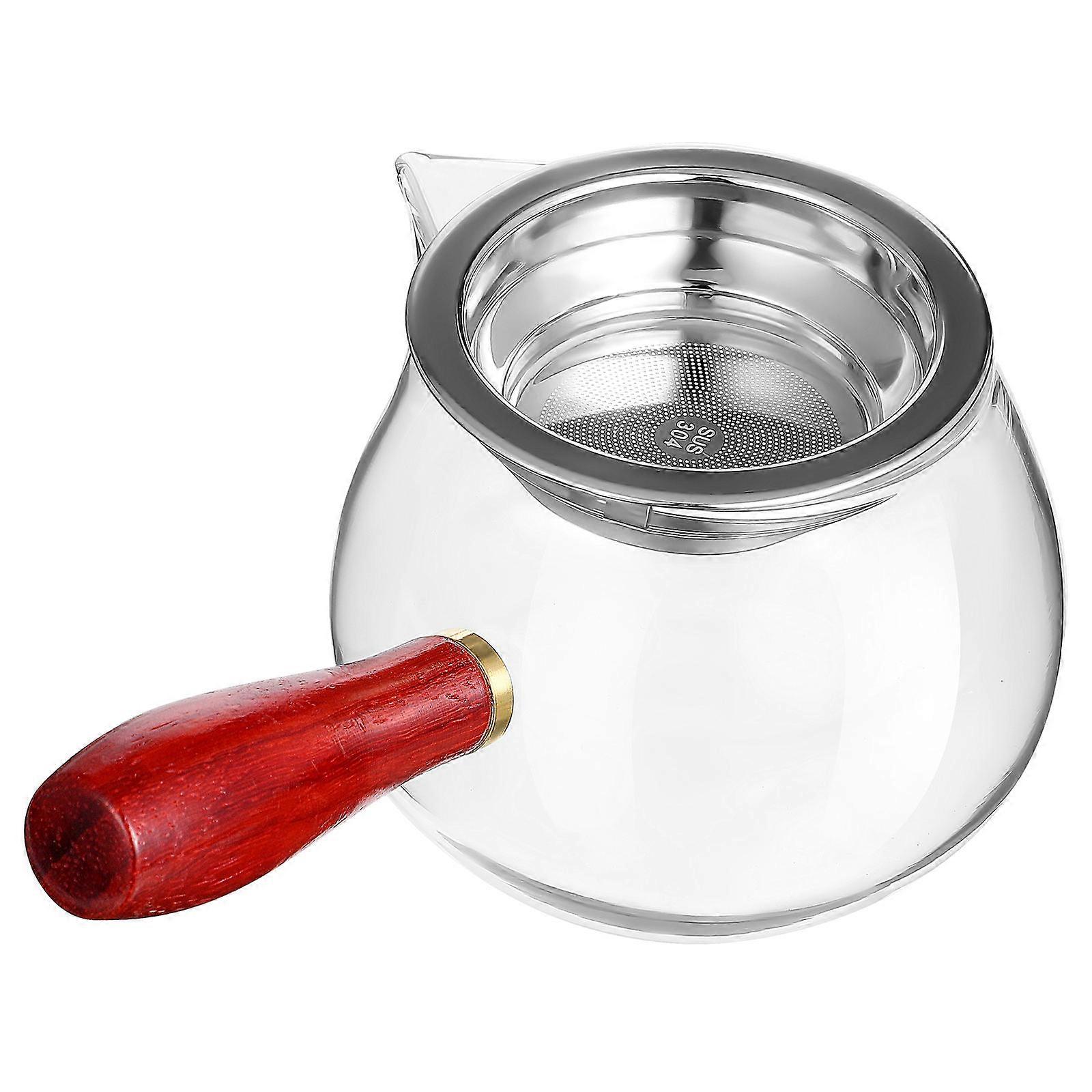 Glass Tea Cup With Infuser Wooden Handle For Office Use 17.00X9.80X8.00CM Simple And Elegant Modeling Heat-Resistant Handle 1 Set