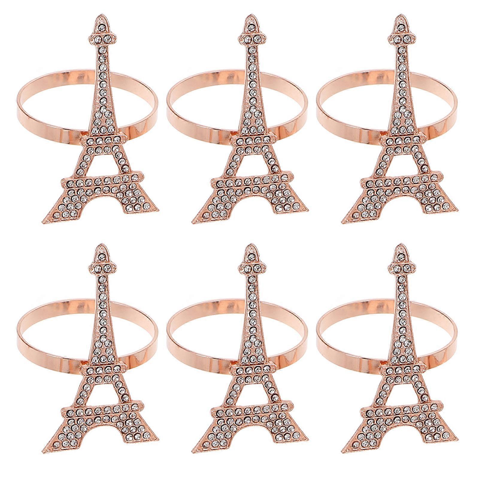 6pcs Rose Gold Napkin Rings, Alloy Banquet Napkin Buckles, Elegant Serviette Holders for Party Dinner Table Decor, Reusable Table Setting Accessory