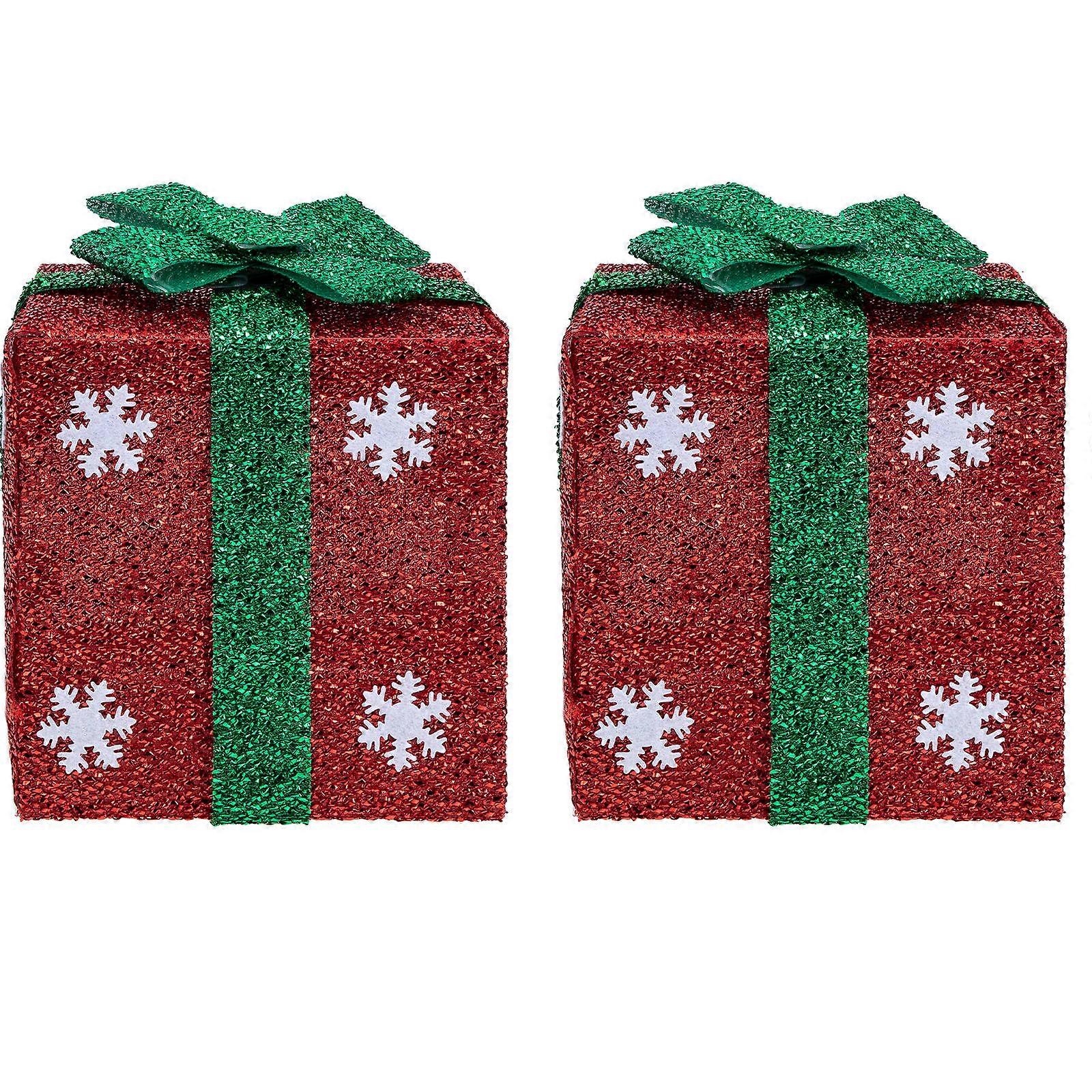 Presents Boxes Christmas present Box Cube Shape Red Color For Party Decoration And present Packaging 2Set