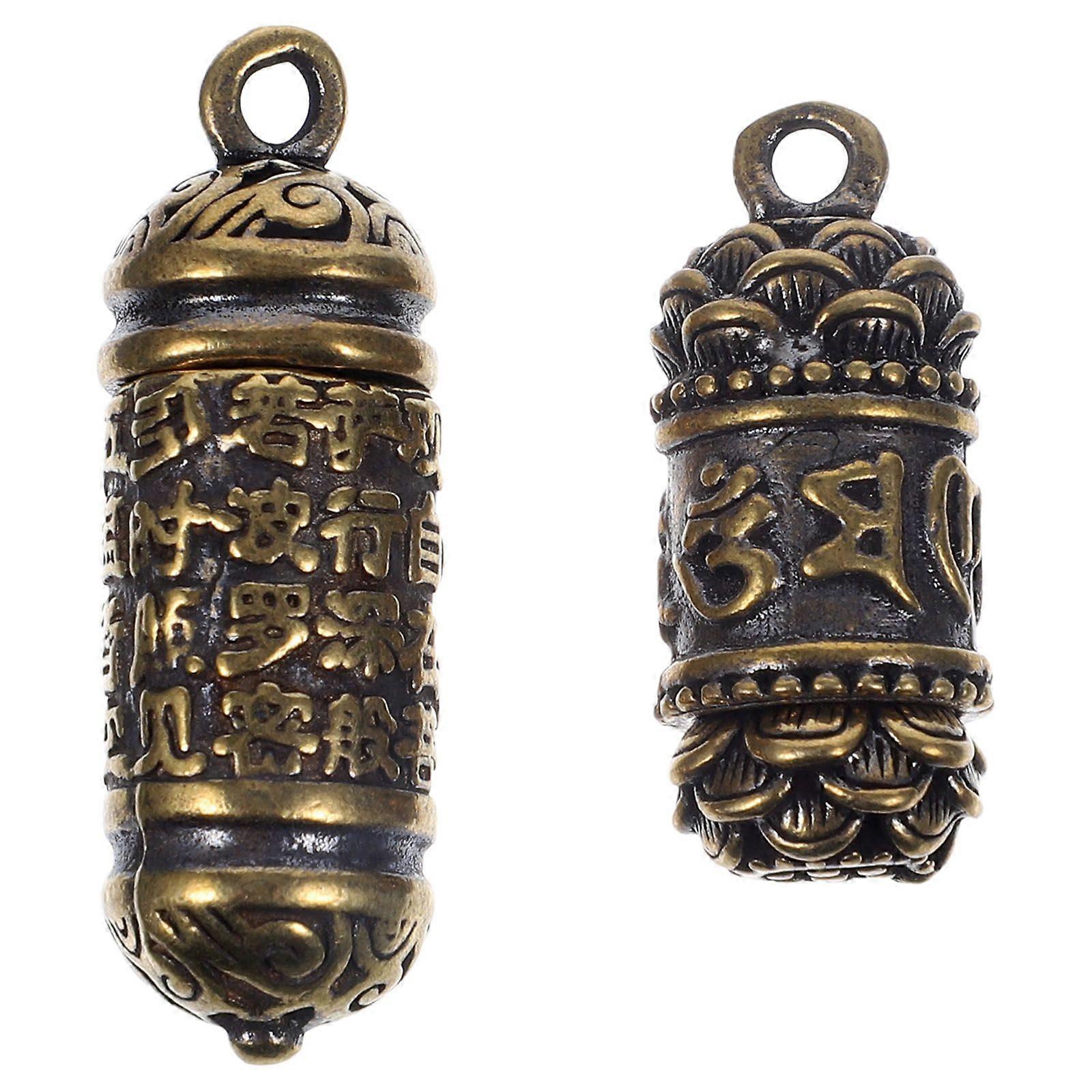 2pcs Keychain Charm Keyring Pendant Buddha Amulet Charm Retro Hanging Ornament
