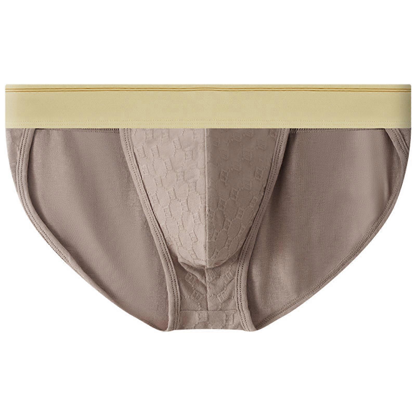 Men's Cotton Fashion Briefs Breathable Low Waist With Elastic Waistband Regular Fit Underwear For Men Coffee XL
