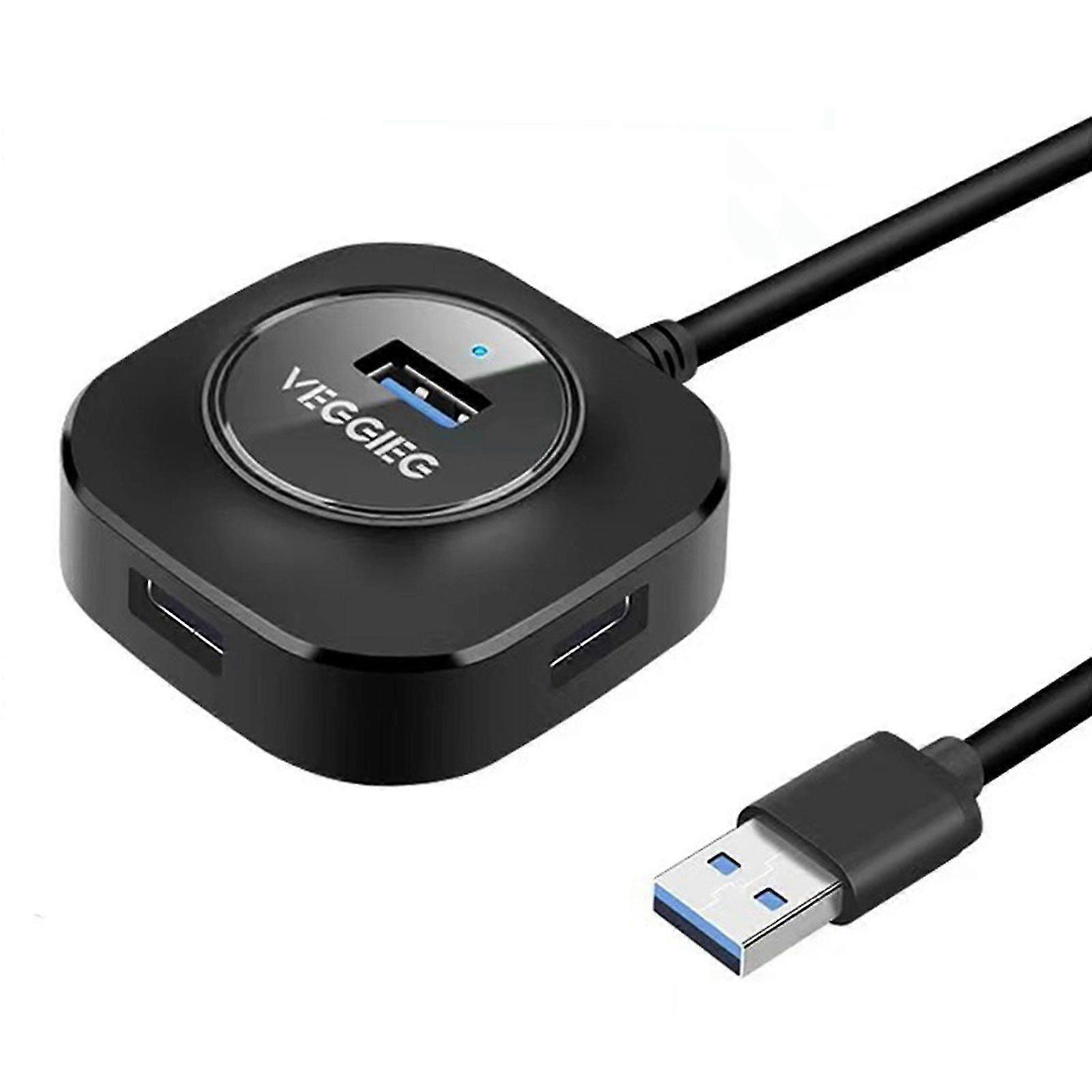 4 Ports USB Hub Connectors Expansion for Laptop USB3.0 black 1m