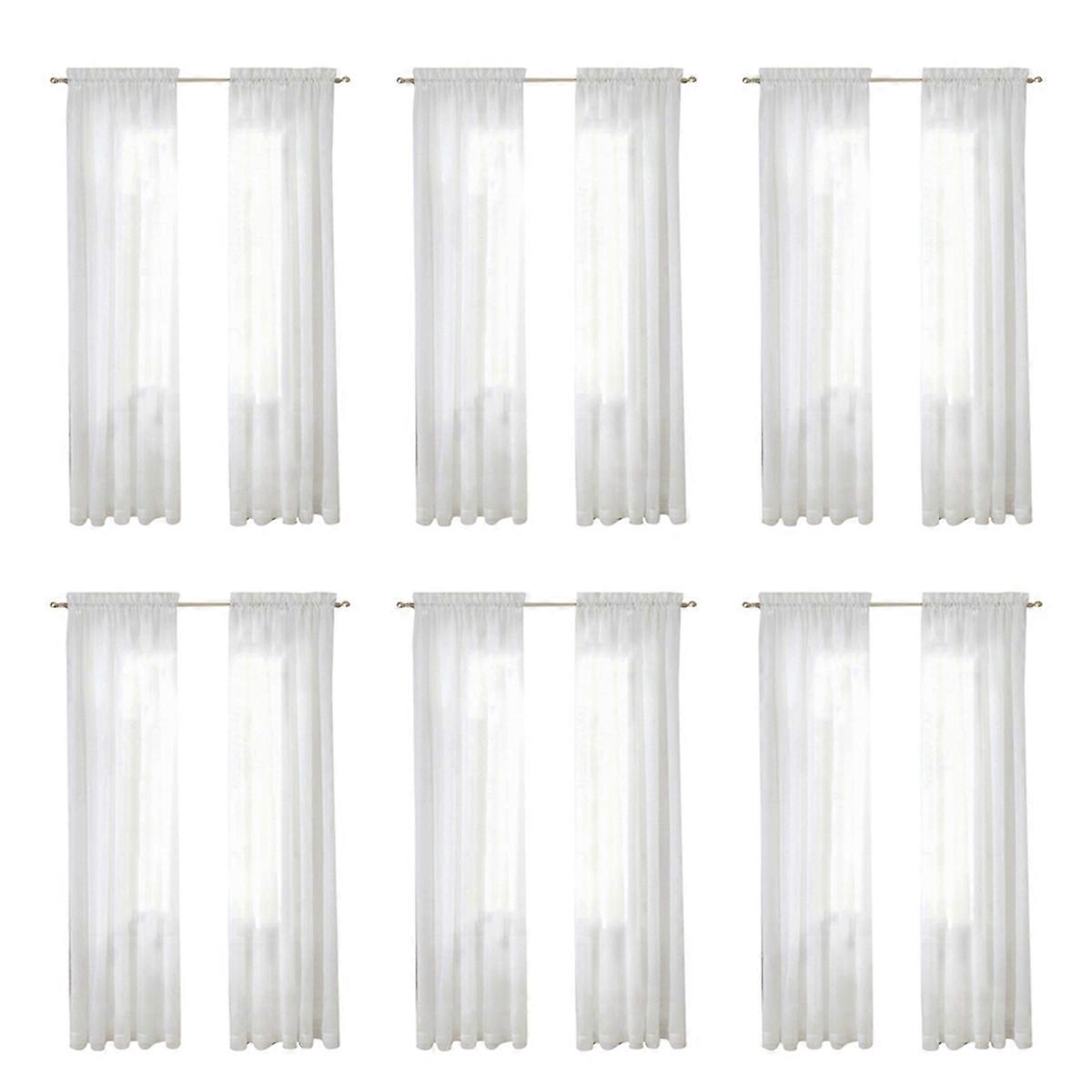 Window White Sheer Curtains 108 Inches Long 2 Panels