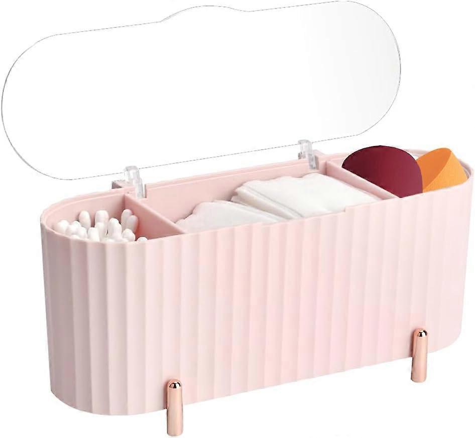 1-pack plastic cotton swab box, cotton swab storage box, 3 compartme
