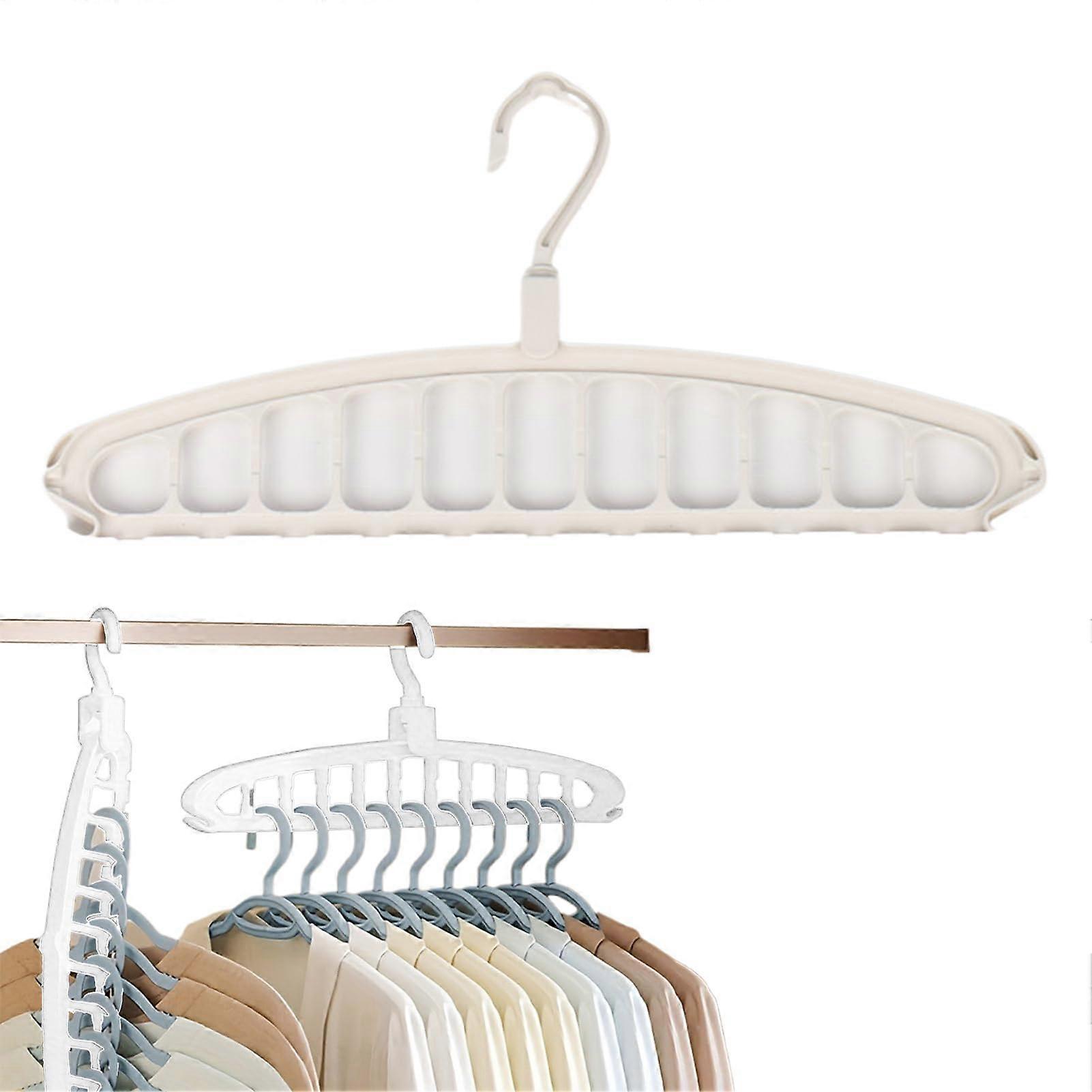 Clothes Hanger Organizer, 11-Hole Space Saver Hangers for Suits and Jackets, Multi-Functional Closet Storage, White