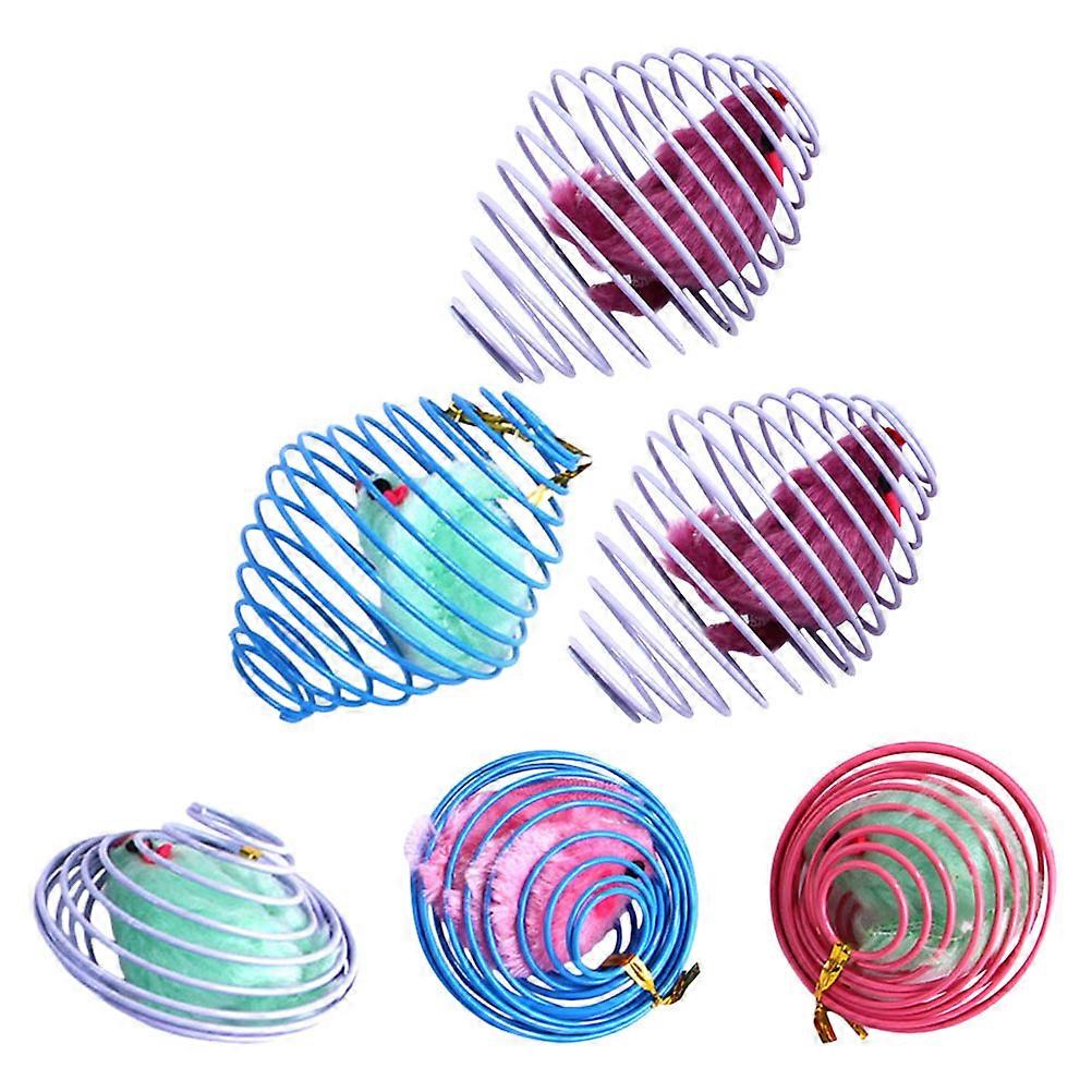 6pcs Stretchable Cat Spring Toys, Hanging Crinkle Fun for Indoor Kittens – Interactive Pet Exercise Playthings for Self Play