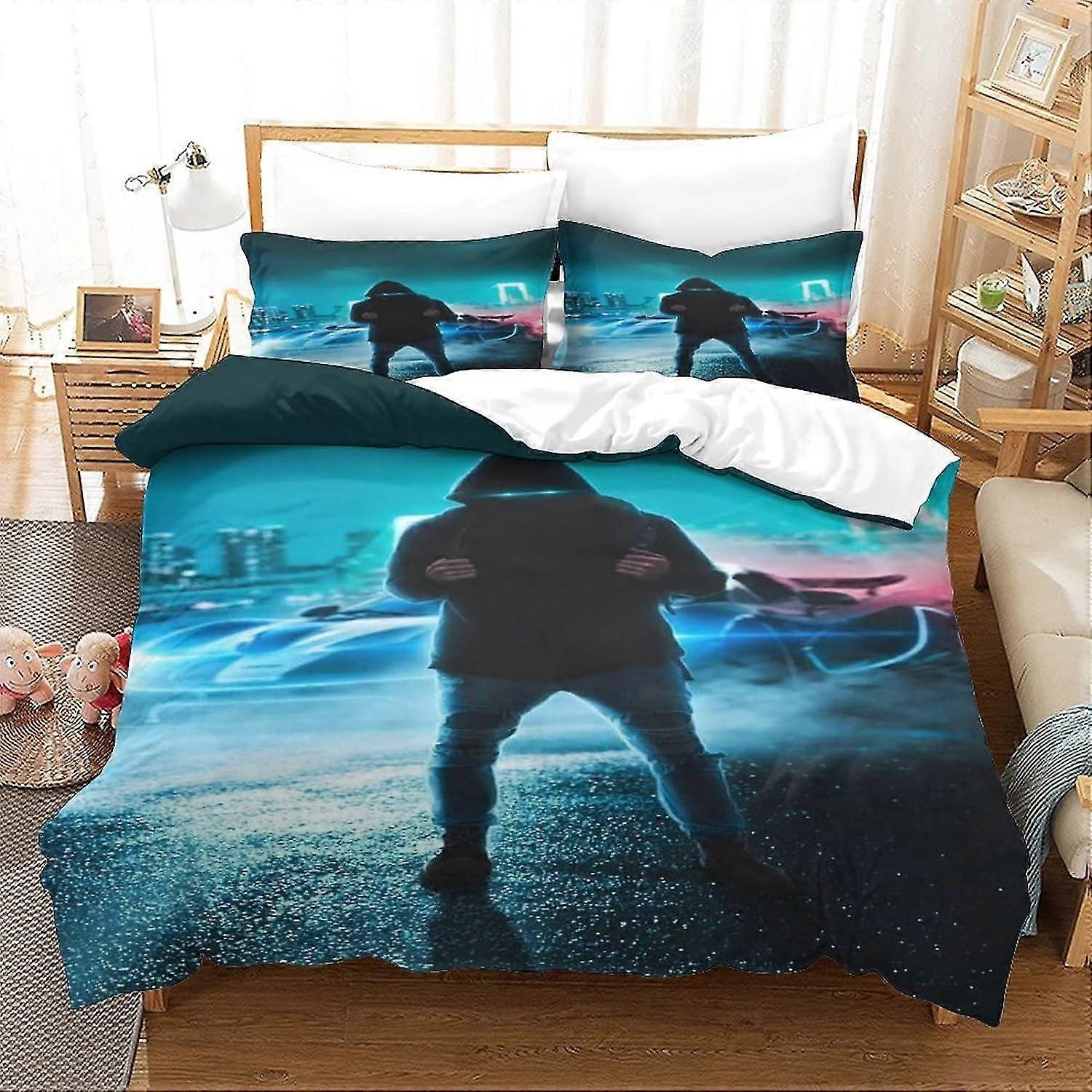 DJ Music Pattern Duvet Cover Set with Pillowcases, Soft Microfiber Quilt Cover, Zipper Closure