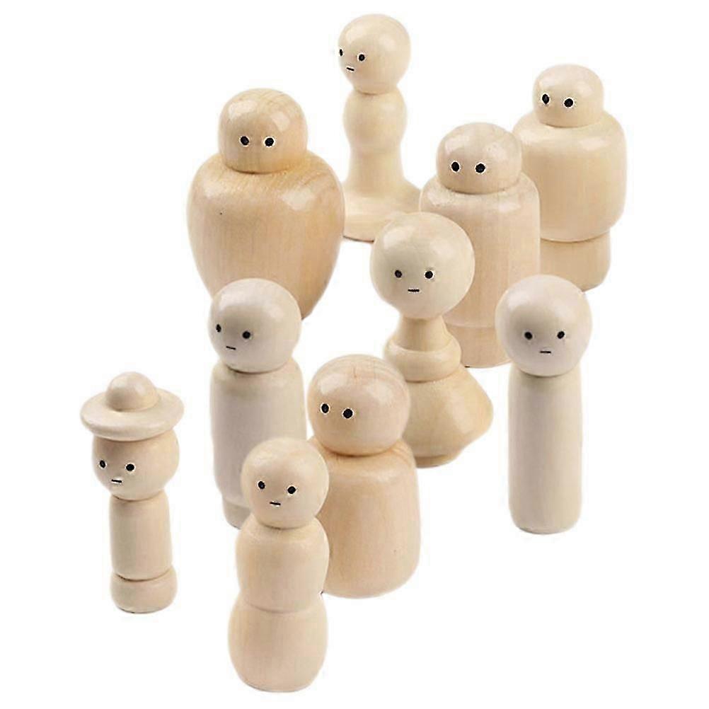 Peg People inachevé en bois peg poupées Simple forme bricolage artisanat projets d’art 10Set