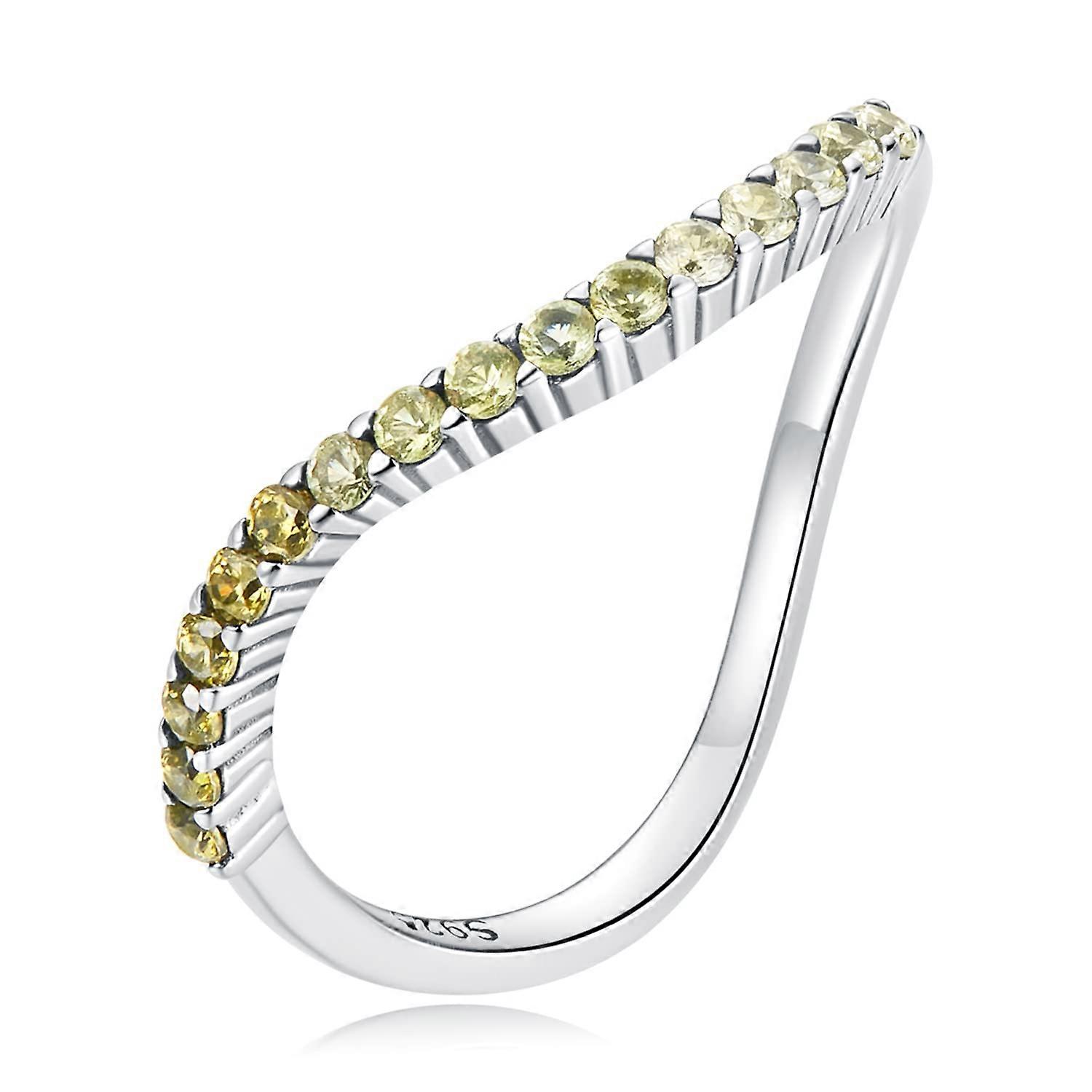 Sterling Silver Sparkling Wishbone Cubic Zirconia Ring for Women and Girls 7GN