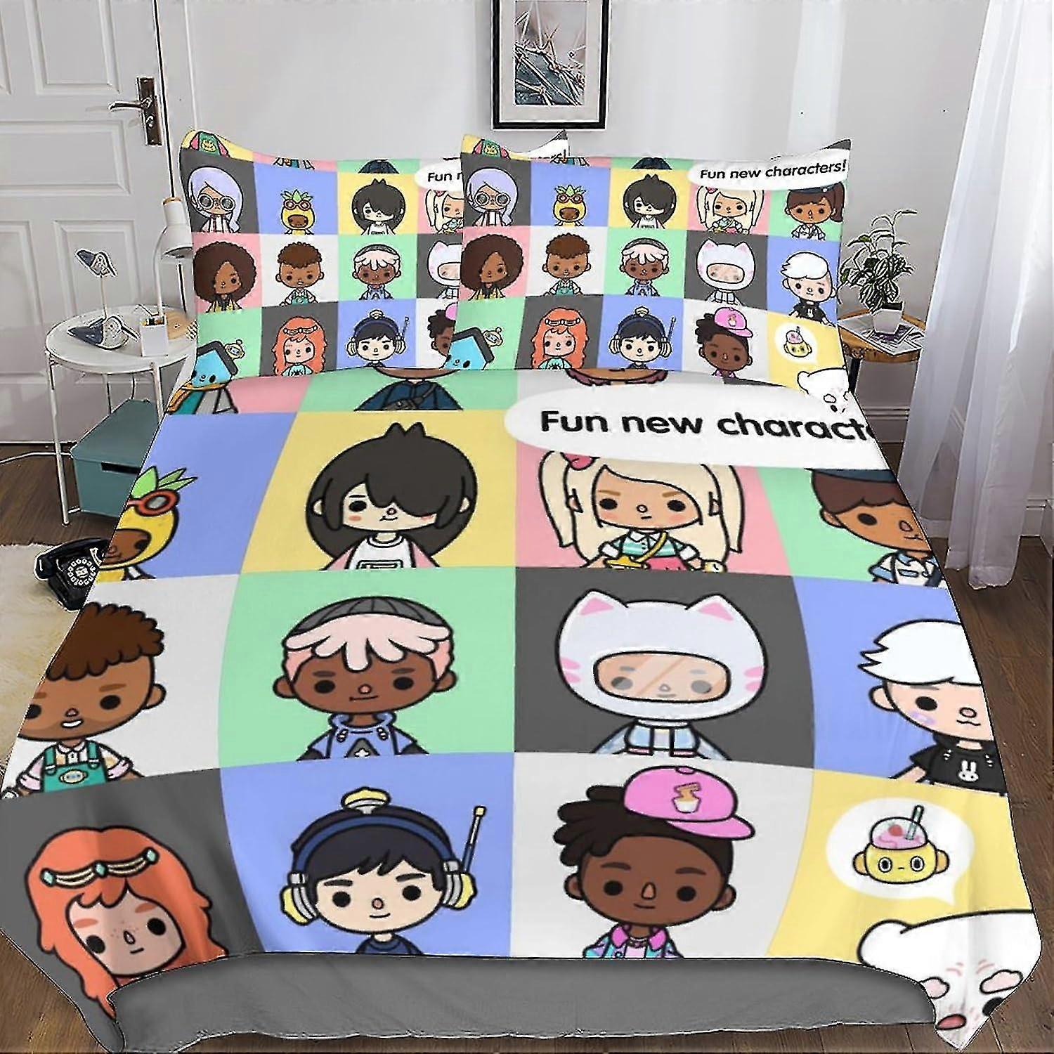 Cute Animation 3D Print Bedding Set - 3 Piece Duvet Cover Set with Pillowcase, Decorative Bedspread Cover Suitable for Certain Brands