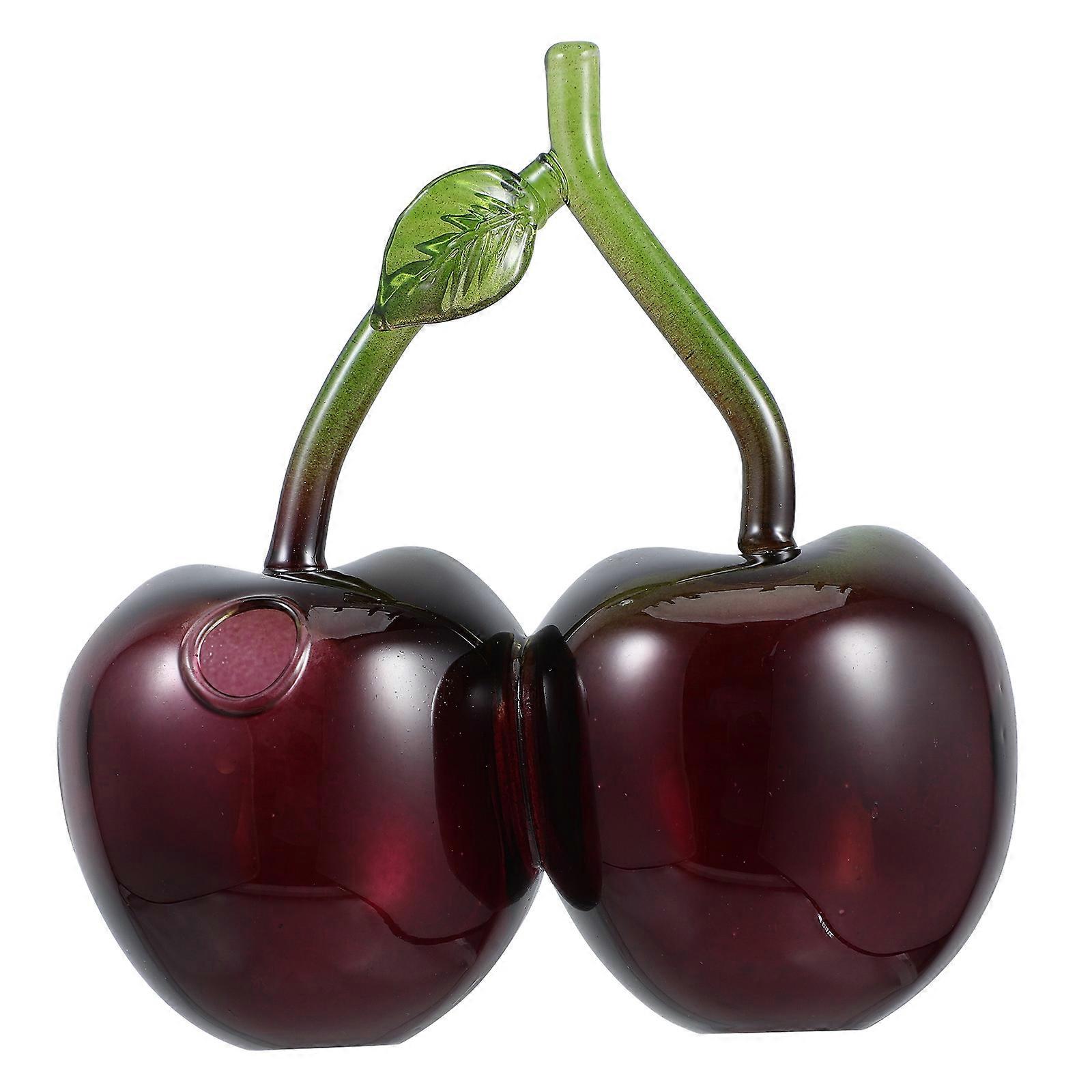 Glass Cherry Vase Unique Decorative Planter Flower Holder Hydroponics Bud Vase Small Fruit Shaped Centerpiece for Home Office