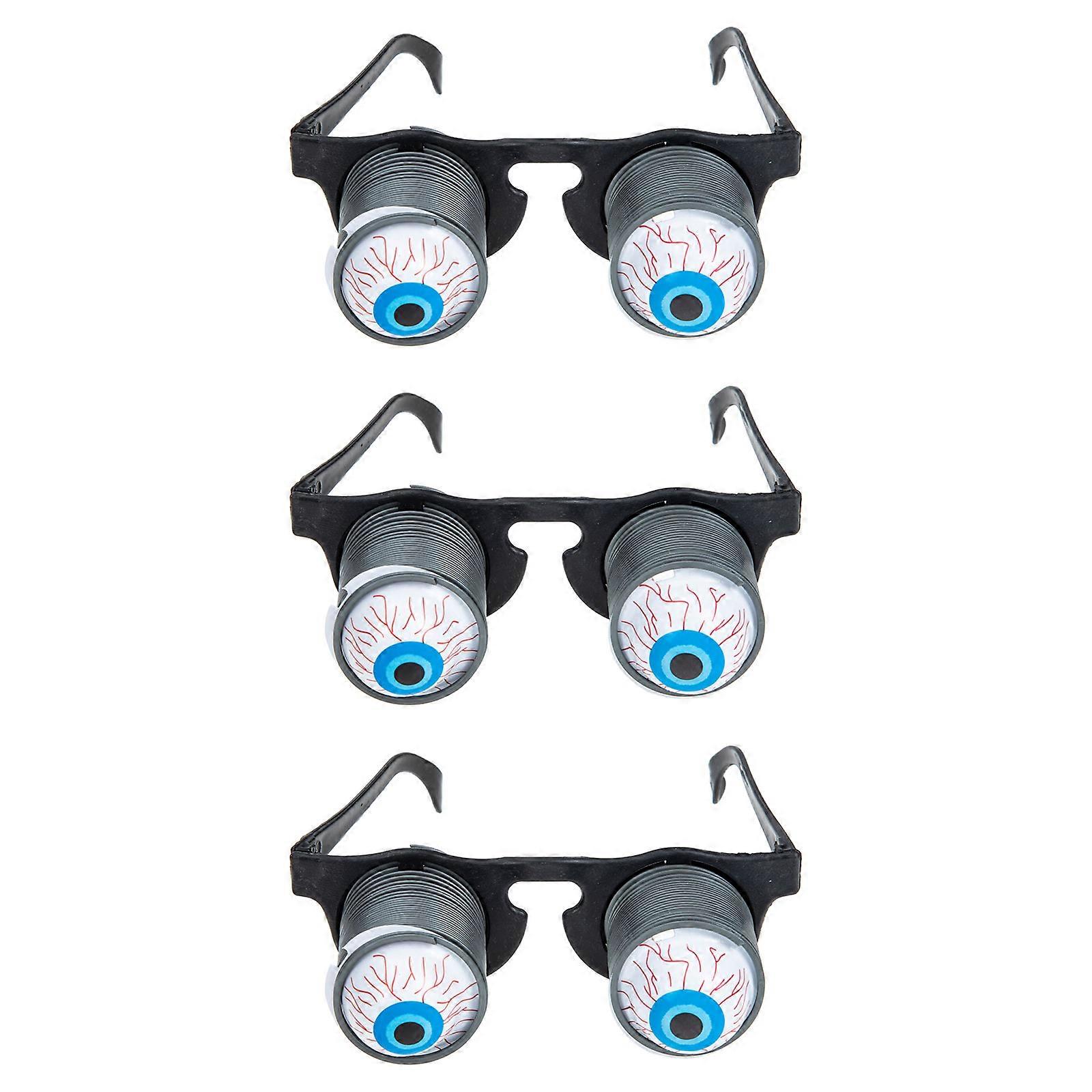3pcs Funny Bounce Eyeglasses for Halloween Parties – Scary Masquerade Costume Accessory, Comfortable Fit High Grade Googly Eye Glasses for Pranks &