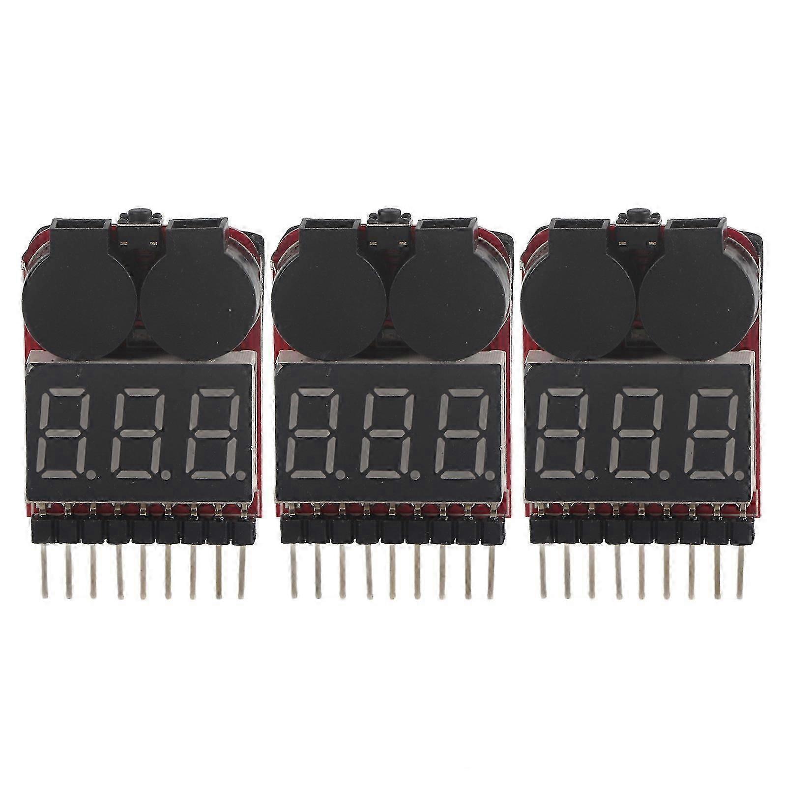 3Pcs/set RC 1S-8S Lipo Battery LED Tester Low Voltage Alarm Buzzer Checker RC Accessory