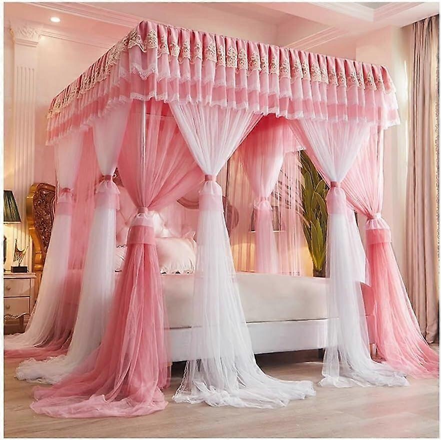 Canopy Mosquito Net Double Bed European Yard Princess Bedroom Romantic (Color: Pink2, Size: 180x200cm) Ref: 7396