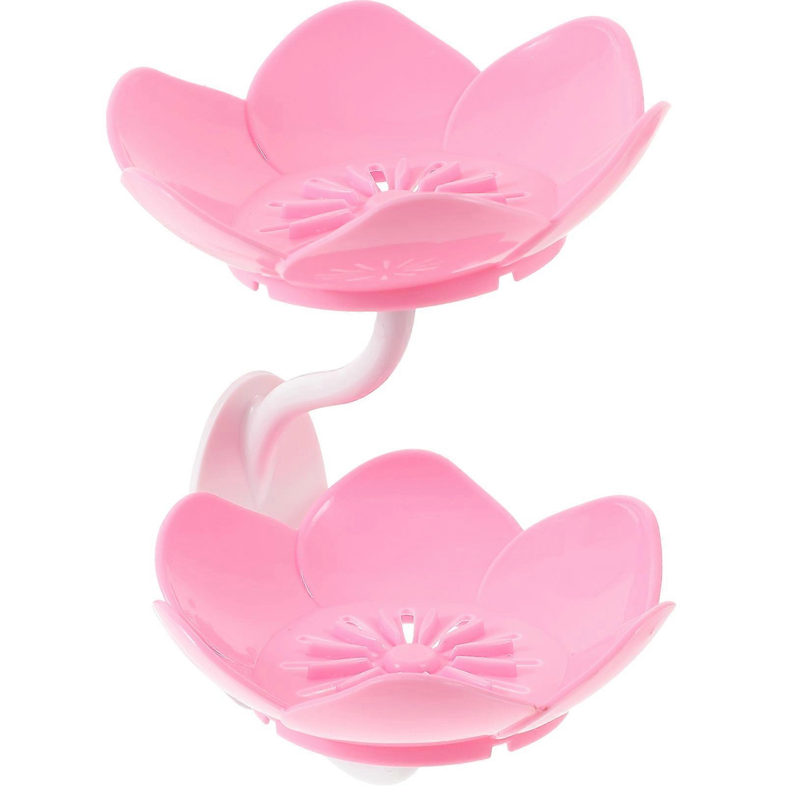 Pink Soap Holder Multi-Functional Wall-Mounted Storage Container 1Set
