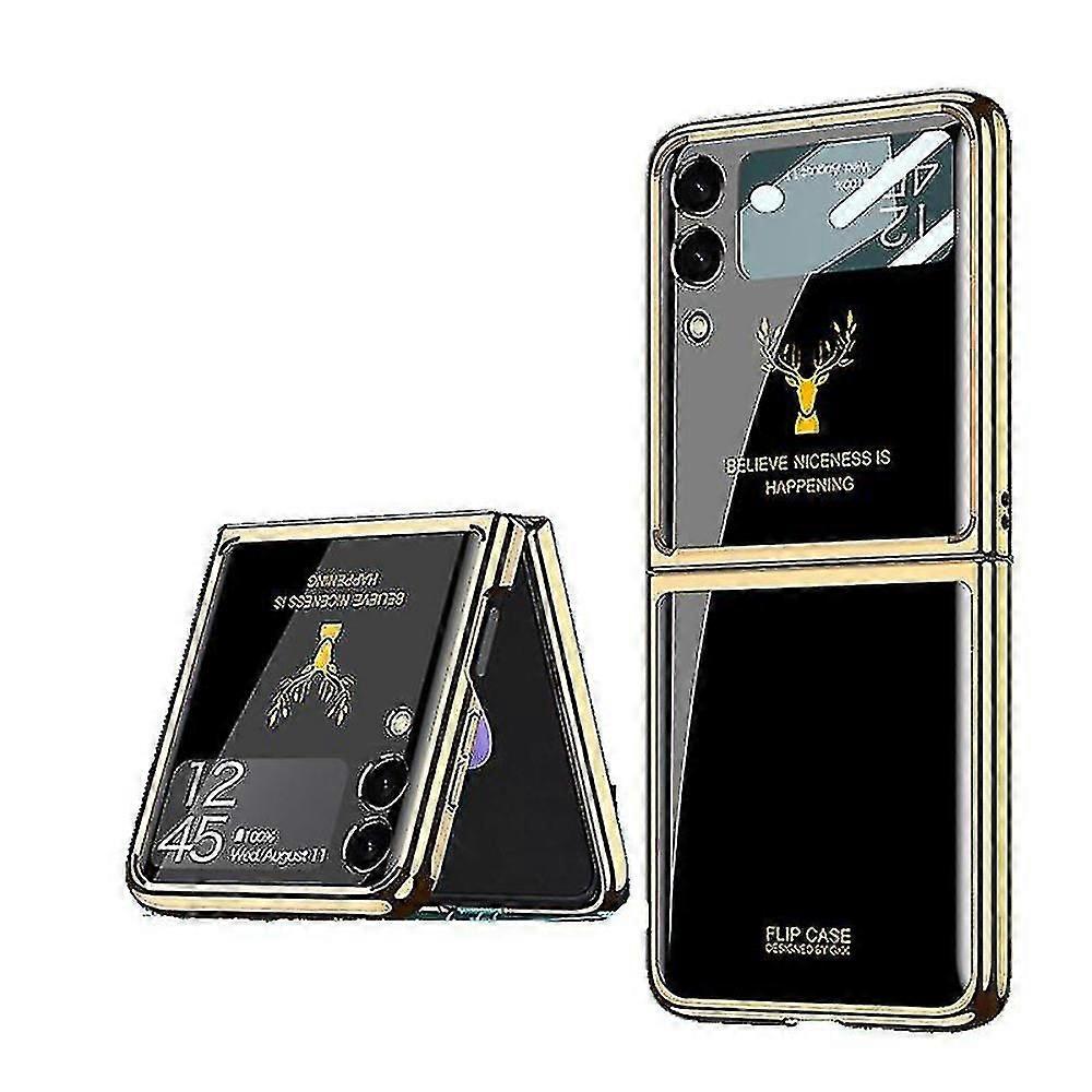 سامسونج جالاكسي زد فليب 3 شاشة قابلة للطي مقاومة للخدش مرآة إنهاء صلب جراب كمبيوتر أسود غطاء واقي سليم صالح مقاوم للصدمات