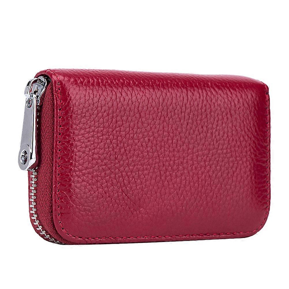 Portable Cards Wallet with RFID Protection and 12 Slots for Easy Storage in Dark Red PU 9.5x6.5 cm