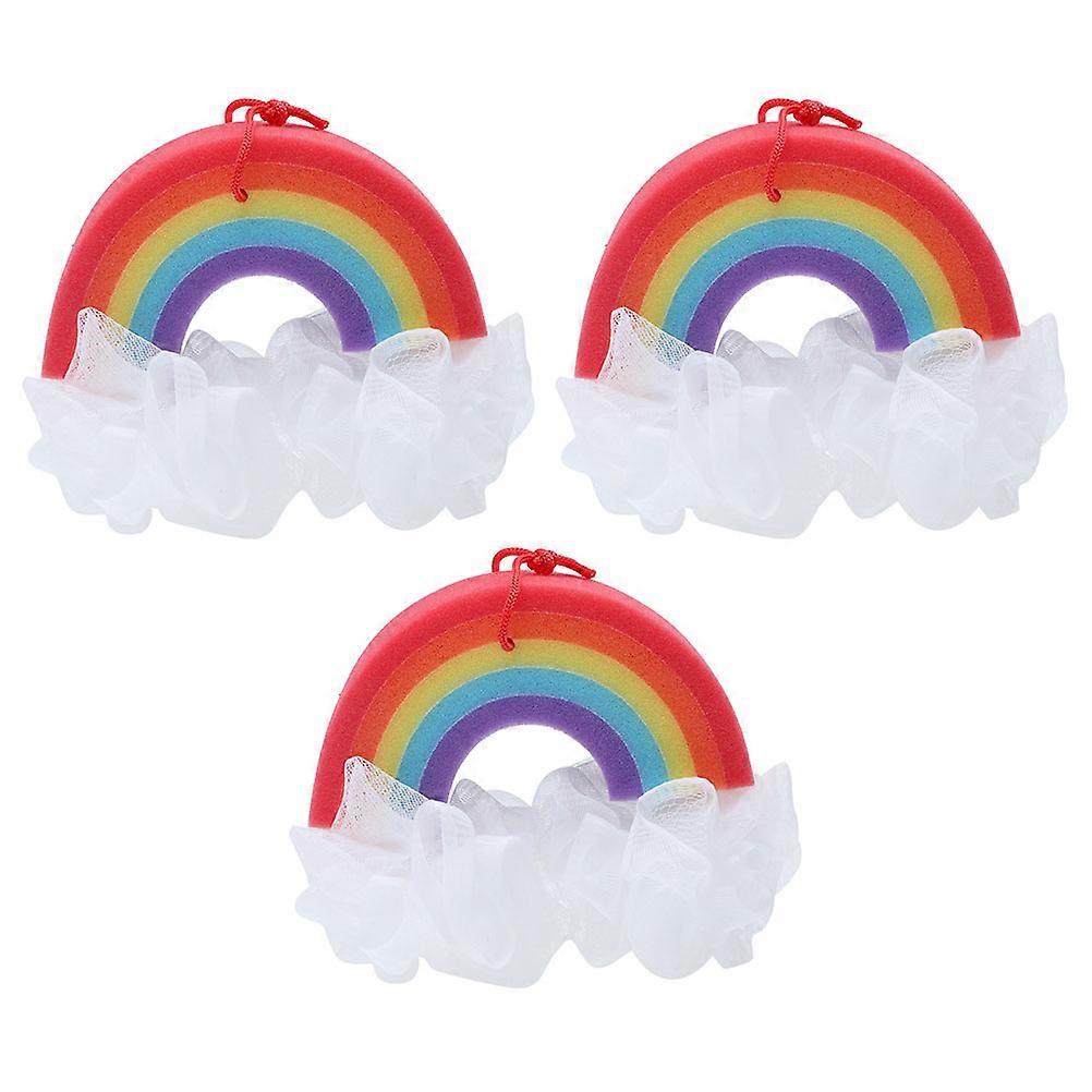 3pcs Rainbow Bathing Balls   Soft Skin Scrubbers for Family Use with Hanging Design for Convenient Shower Storage