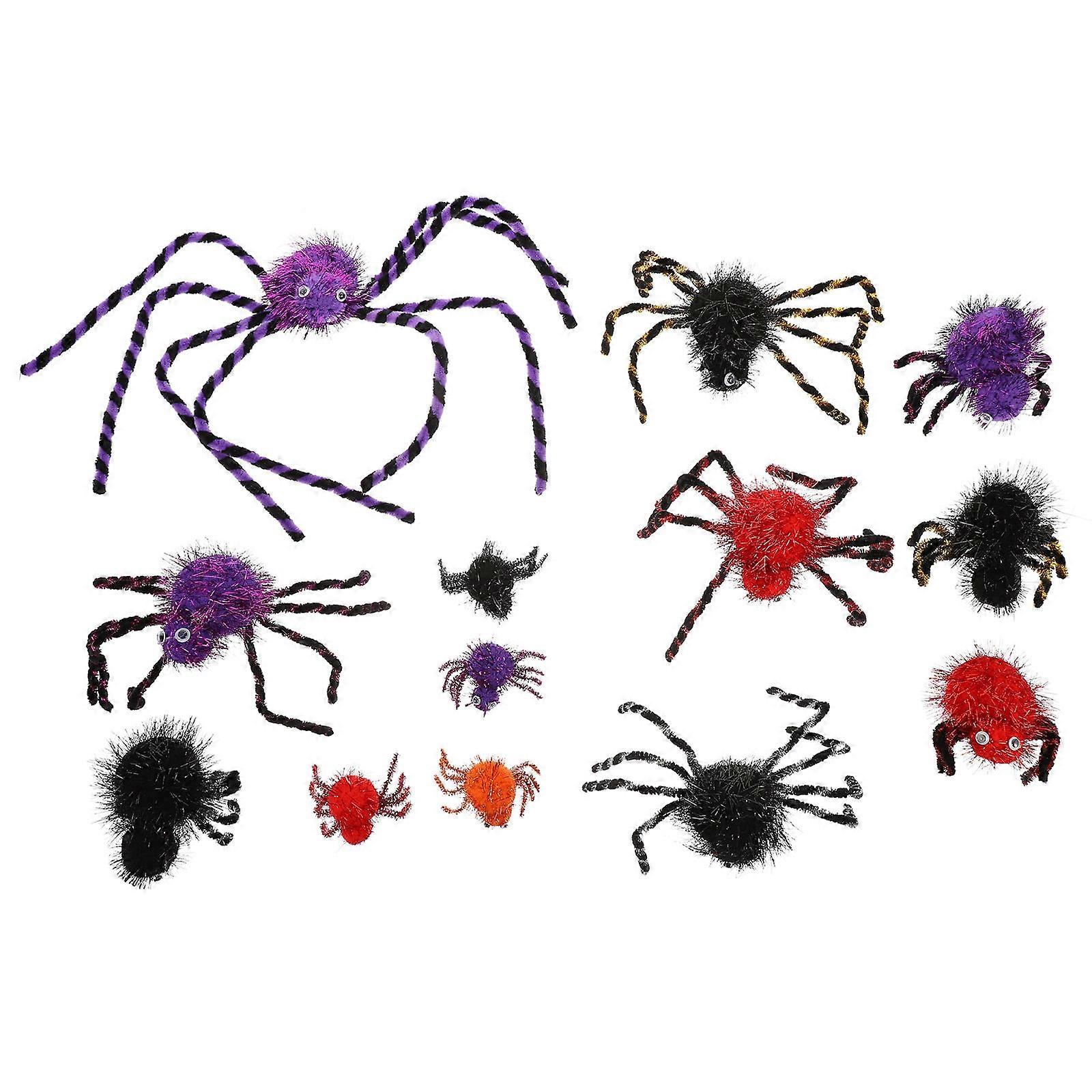 Halloween Spiders Fake Hairy Spiders Party Decoration Stage Performance Realistic Modeling 30X8X5cm 13Pcs