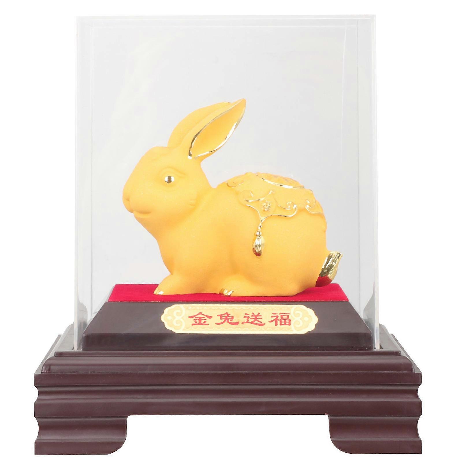 Rabbit Figurine New Year Party Fortune Bringing Resin Material 1Pcs