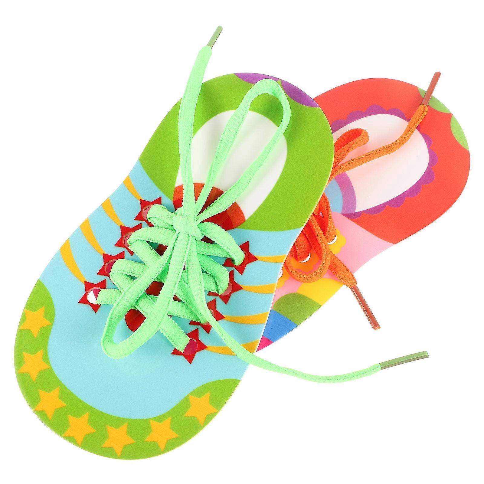 How To Tie Shoes For Kids Shoe Tying Practice Toy Improve Fine Motor Skills Multi-Colored 2Pcs