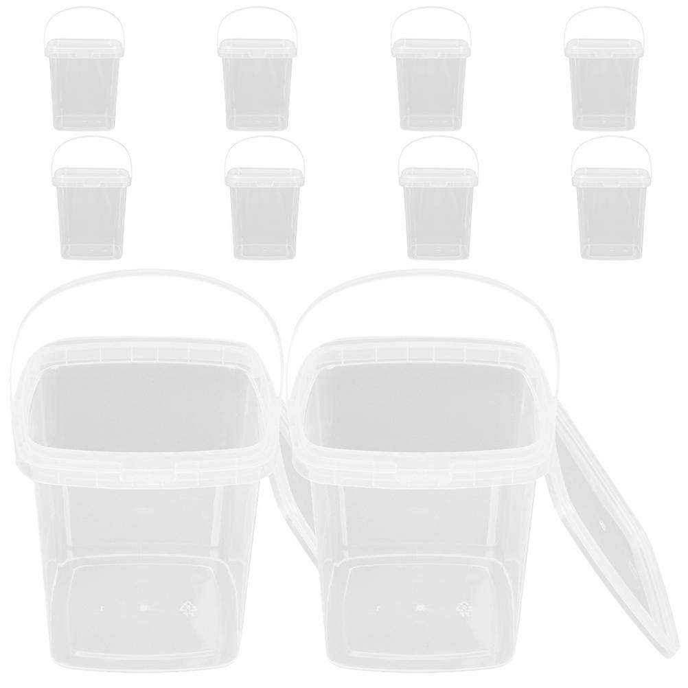Storage Buckets With Lids Ice Cream Containers With Lids Home Use Non-Stick Interior 8X8CM 10Pcs