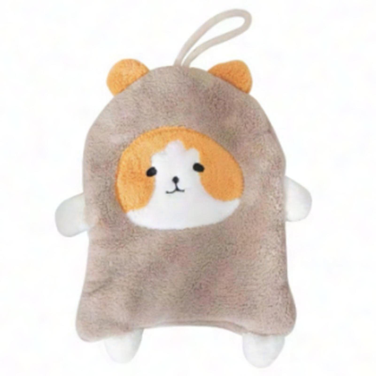 Brown Coral Fleece Dog Design Hand Towel - Ultra Absorbent, Fast Drying, with Hanging Loop for Easy Use