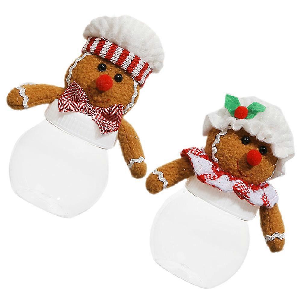 Gingerbread Jars Gingerbread Man Jar Office Decoration Rustic Appearance Multipurpose Storage Assorted Color 15X7X7CM 2Pcs