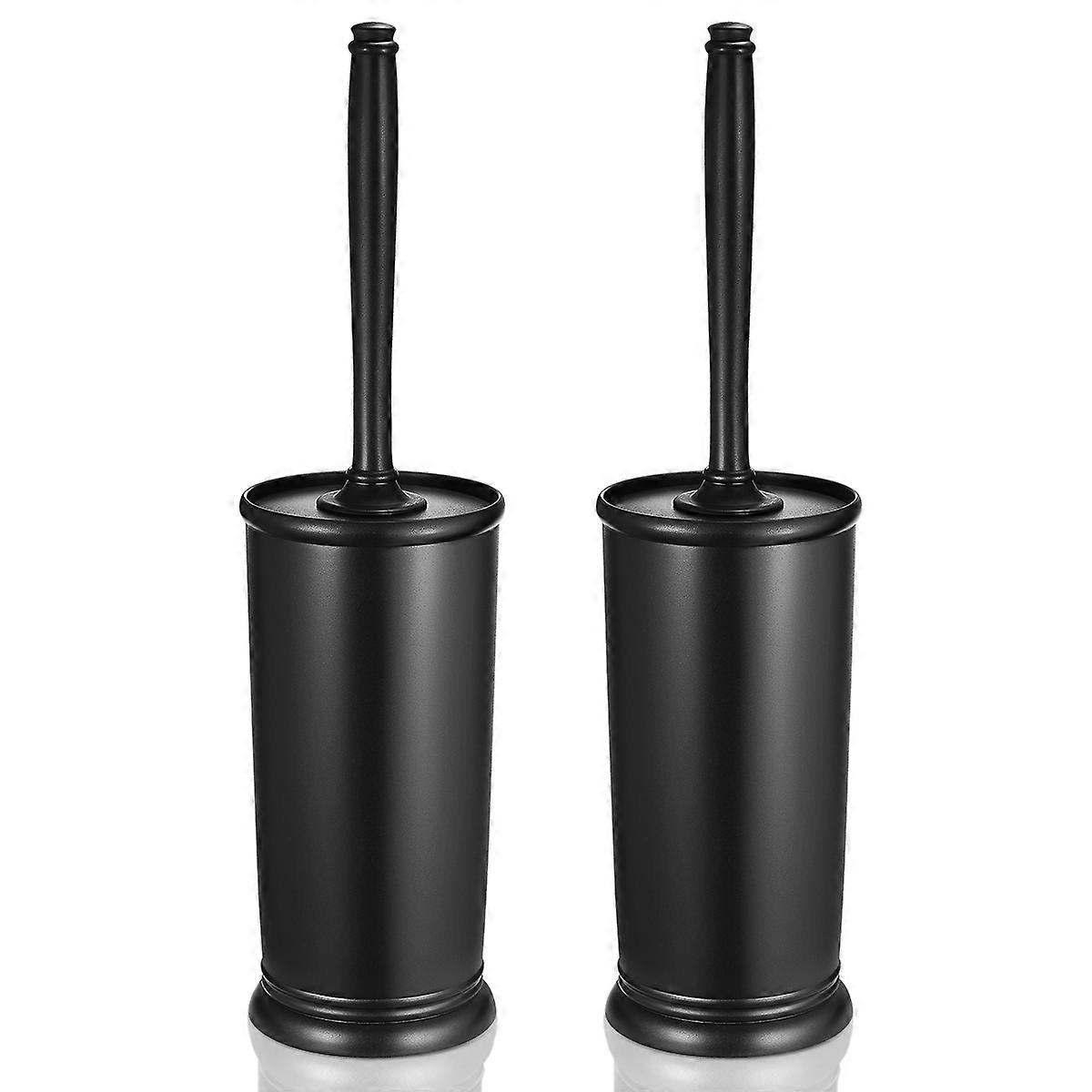 Toilet Bowl Brush Set For Home Bathroom Practical Design Prevent Water Splashing Black 2Pack