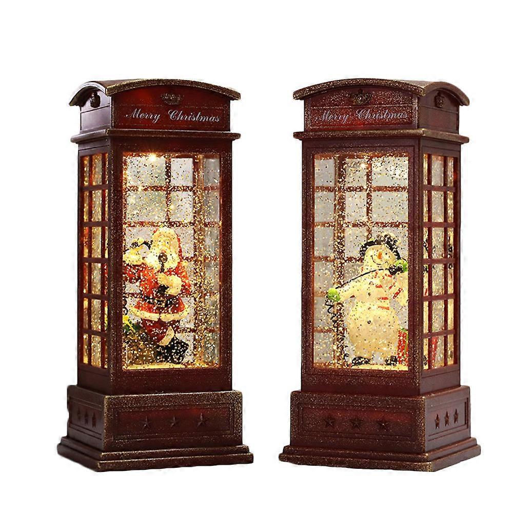 Telephone Booth Lamp Christmas Decorative Lanterns For Indoors LED Musical Lamp 1Pack