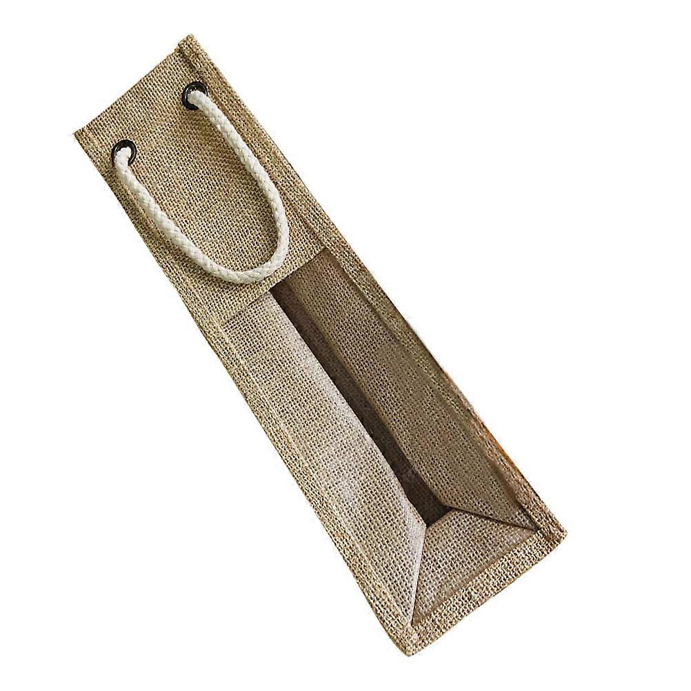 Linen Wrapping Bag with Window Portable Holder for Christmas Parties, Beer & Whisky Storage