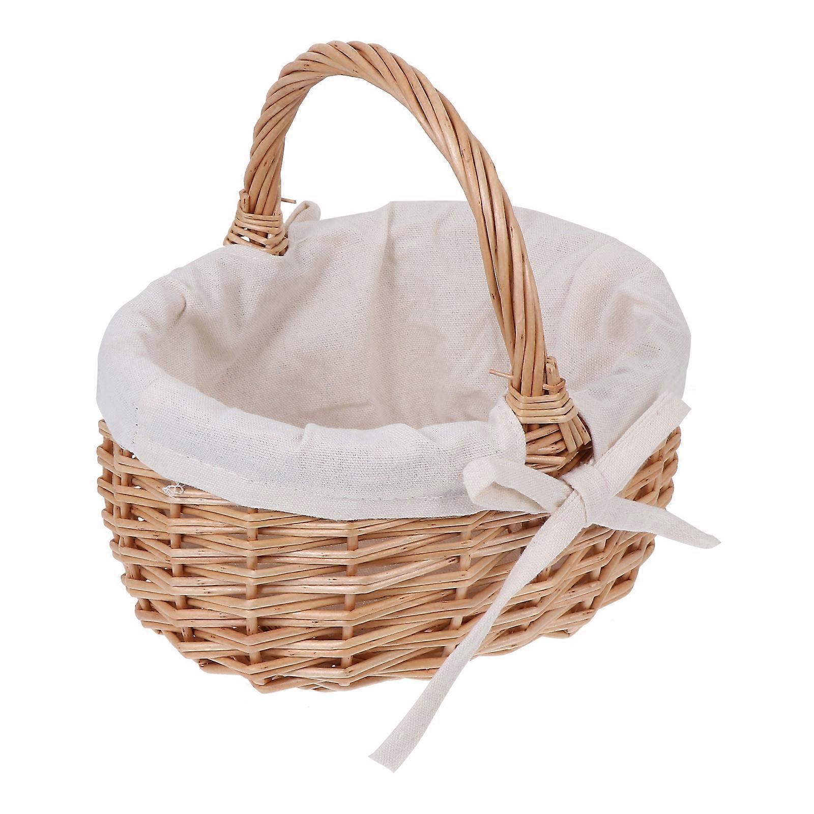 Handheld Wicker Flower Basket 2pcs Rattan Vegetable Storage Baskets
