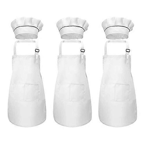 6-Piece Adjustable Kids Cooking and Art Apron Set, Includes Chef Hats for Age 3-10, Ideal for Cooking and Crafting