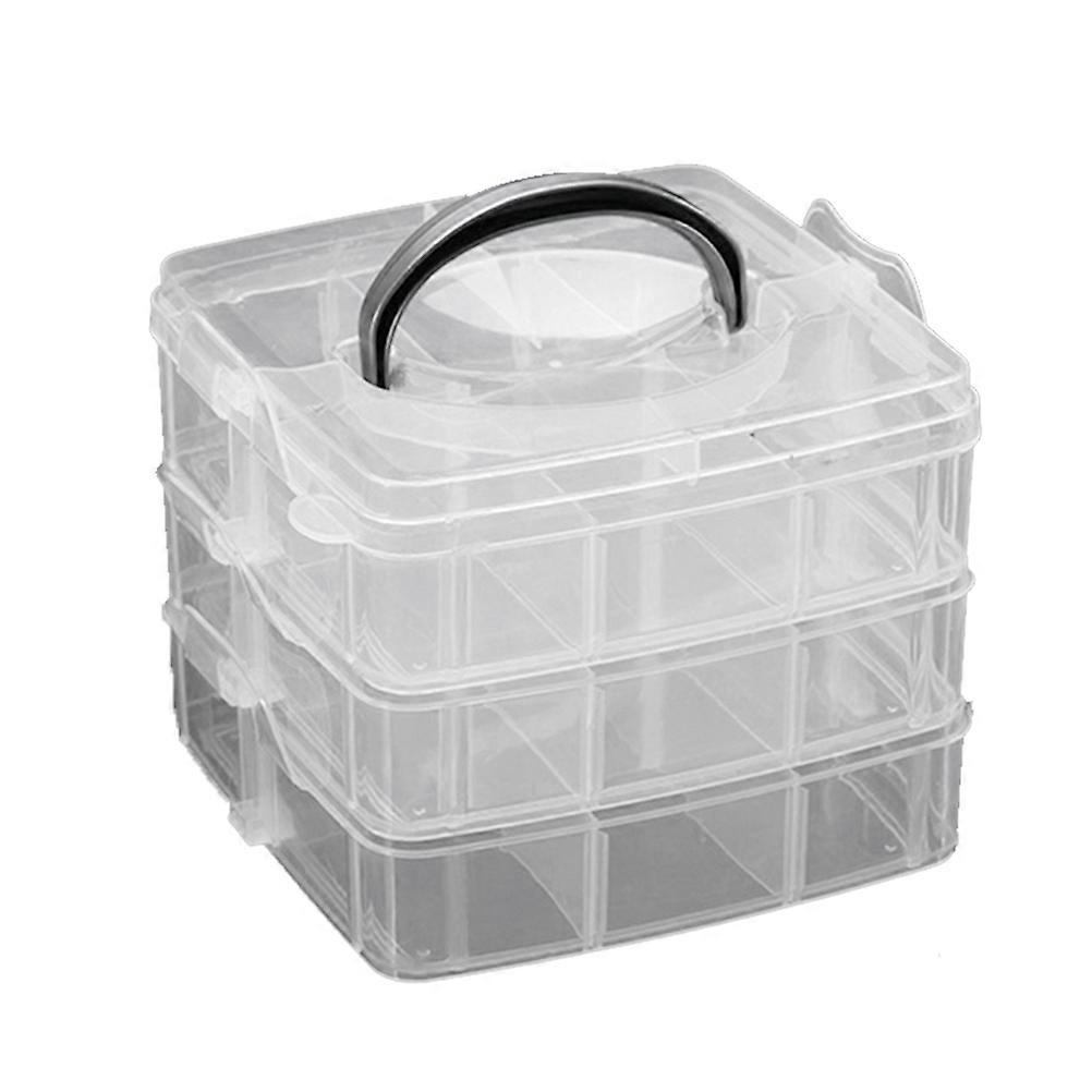 Clear Storage Box Portable Small Three Layer Detachable Plastic Organizer Multipurpose Storage Case For Home Organization 1Set