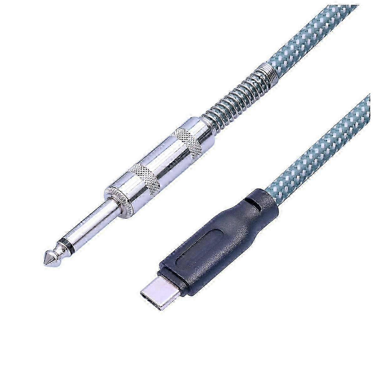 6,35 mm hann til USB Type-C mannlig gitar lydkabel 1/4 tommer til USB-C opptaksledning for gitar
